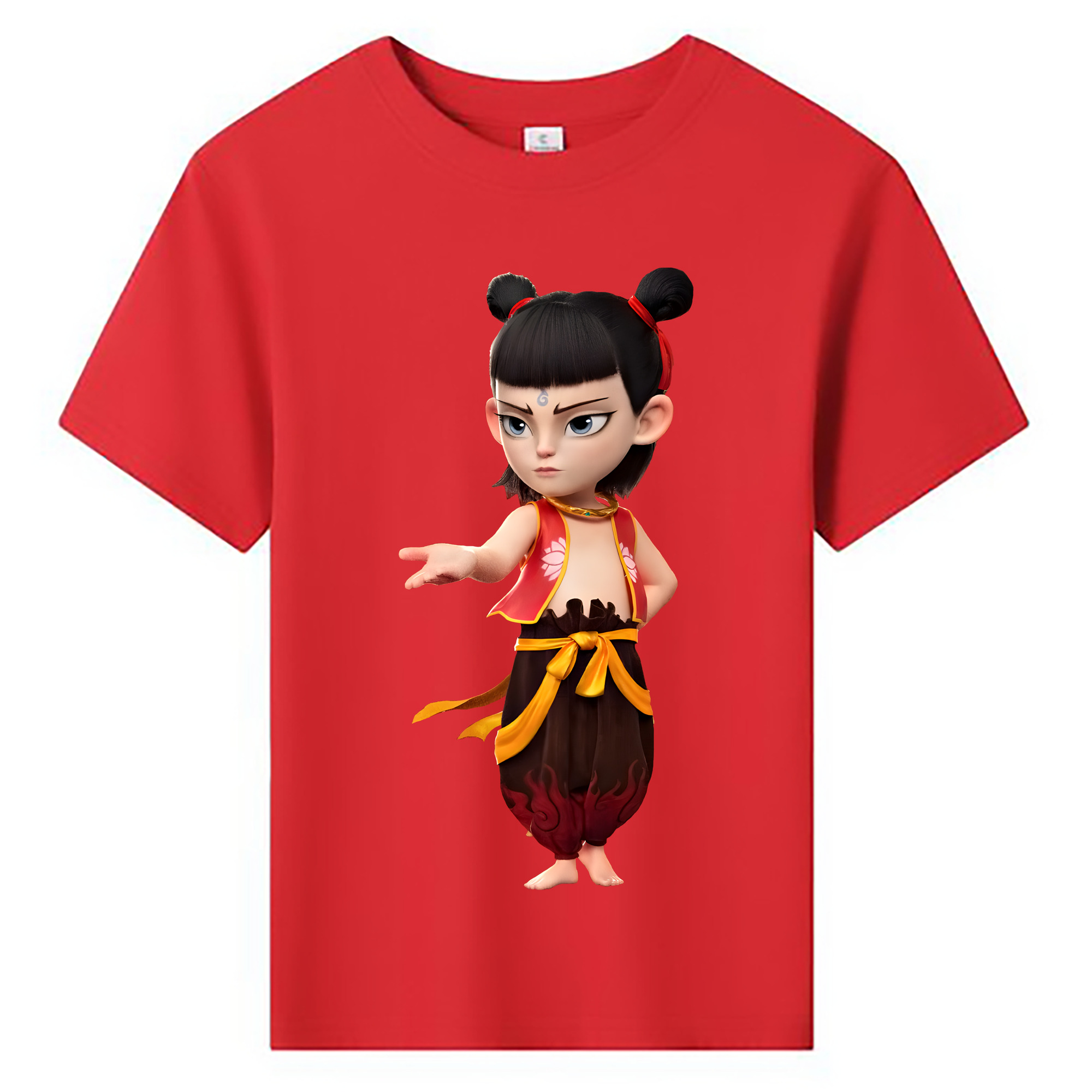 （画像用） Ne Zha 2 ナタ 魔童の大暴れ 綿100％キッズTシャツ（フロントプリント）