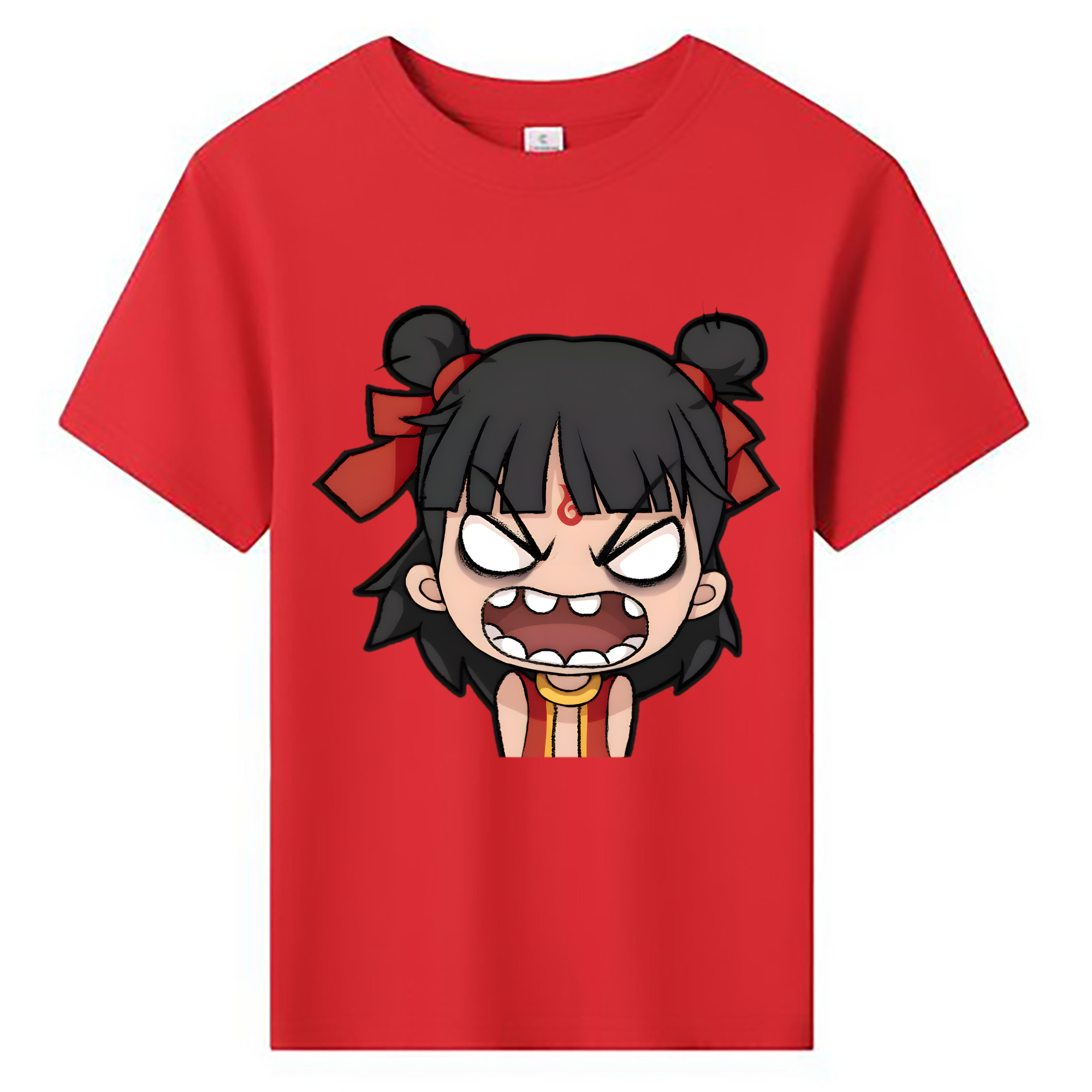 （画像用） Ne Zha 2 ナタ 魔童の大暴れ 綿100％キッズTシャツ（フロントプリント）