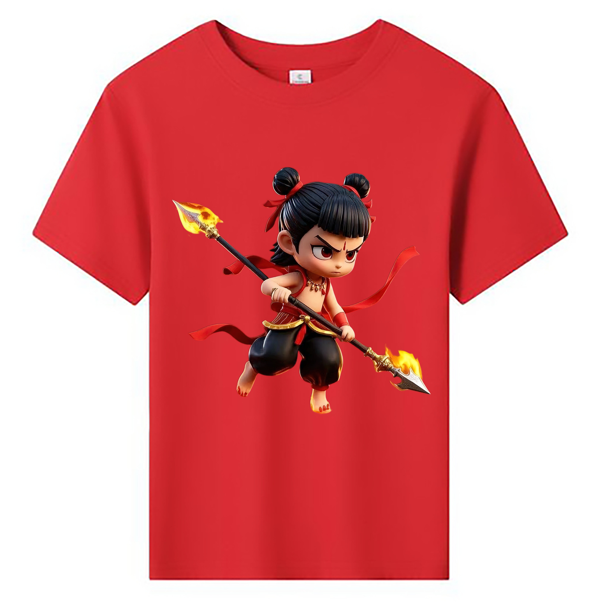 （画像用） Ne Zha 2 ナタ 魔童の大暴れ 綿100％キッズTシャツ（フロントプリント）