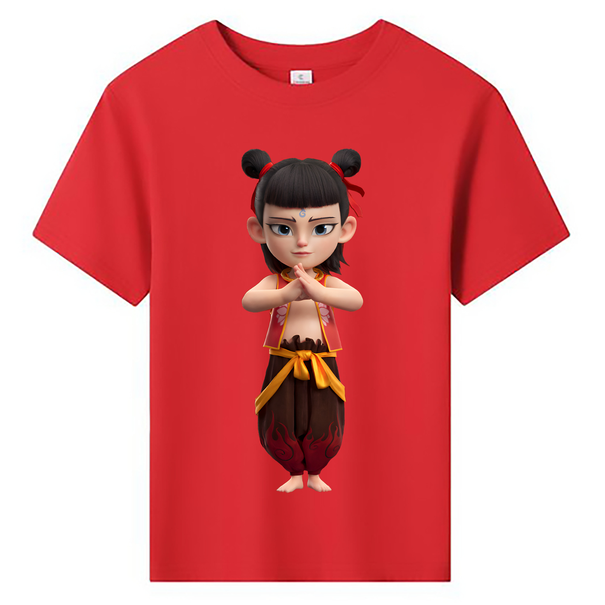 （画像用） Ne Zha 2 ナタ 魔童の大暴れ 綿100％キッズTシャツ（フロントプリント）