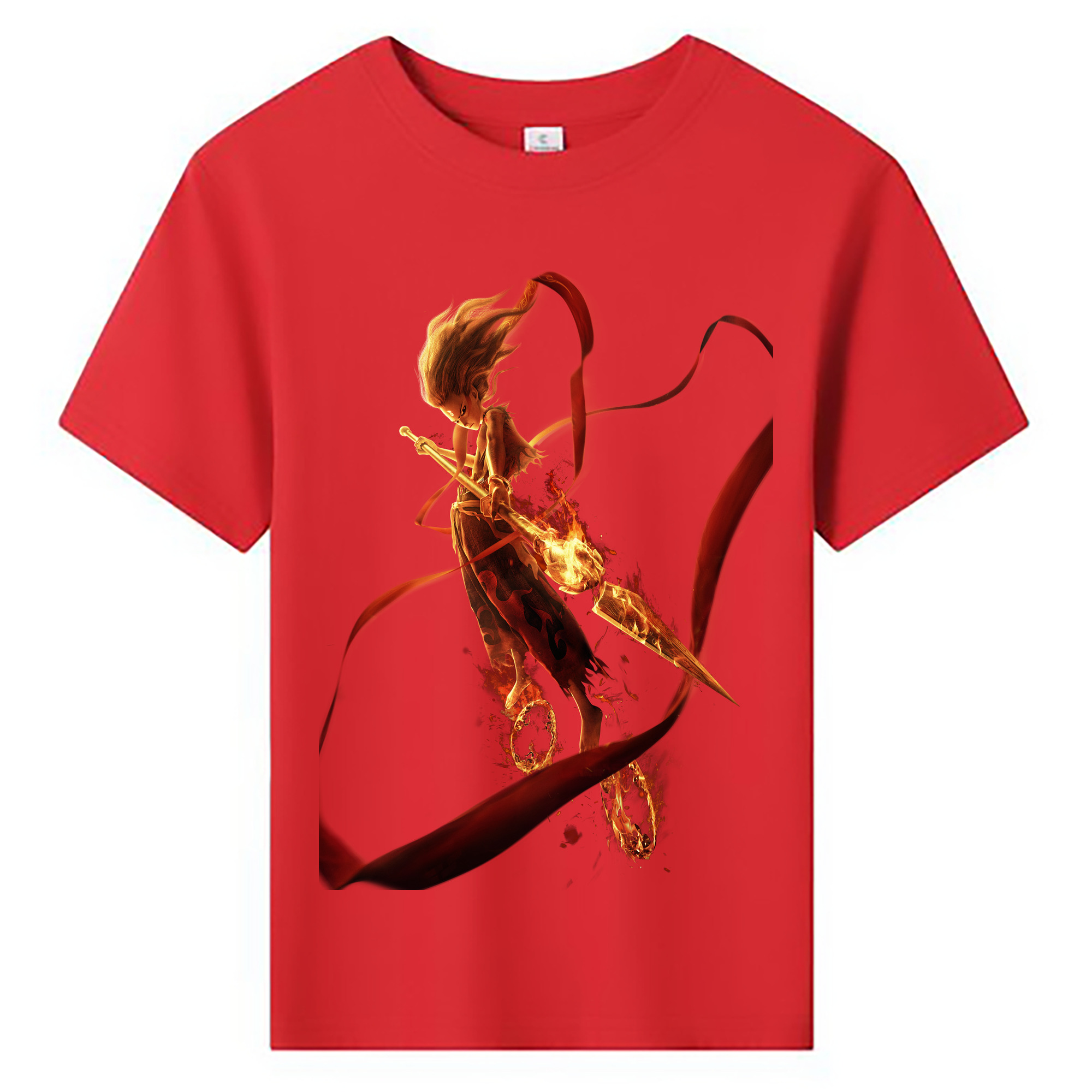 （画像用） Ne Zha 2 ナタ 魔童の大暴れ 綿100％キッズTシャツ（フロントプリント）