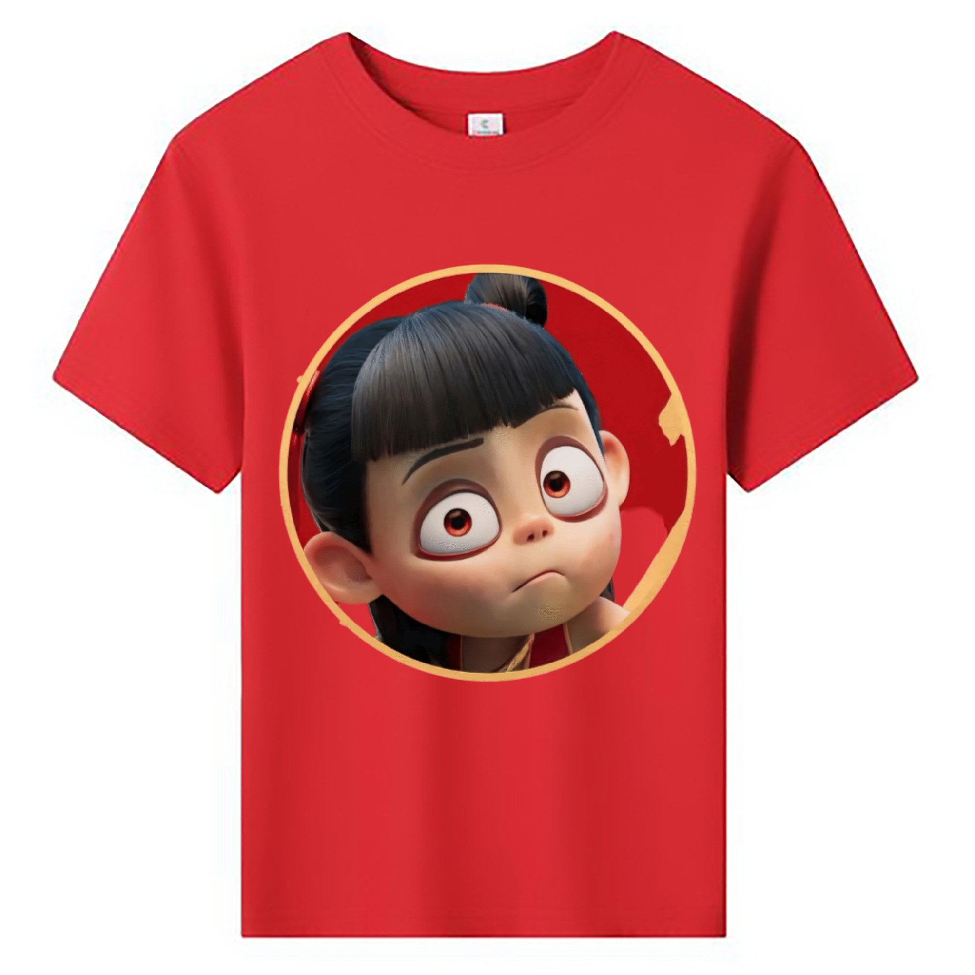 （画像用） Ne Zha 2 ナタ 魔童の大暴れ 綿100％キッズTシャツ（フロントプリント）