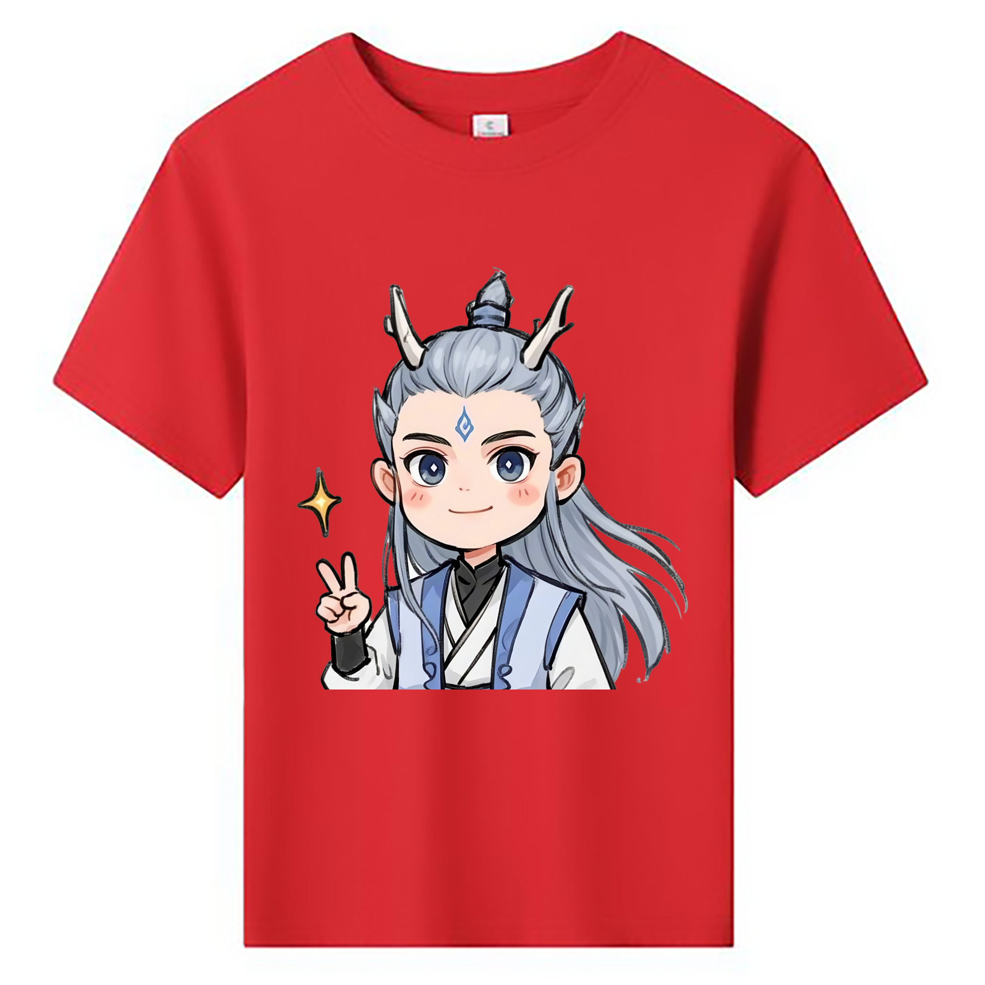 （画像用） Ne Zha 2 ナタ 魔童の大暴れ 綿100％キッズTシャツ（フロントプリント）