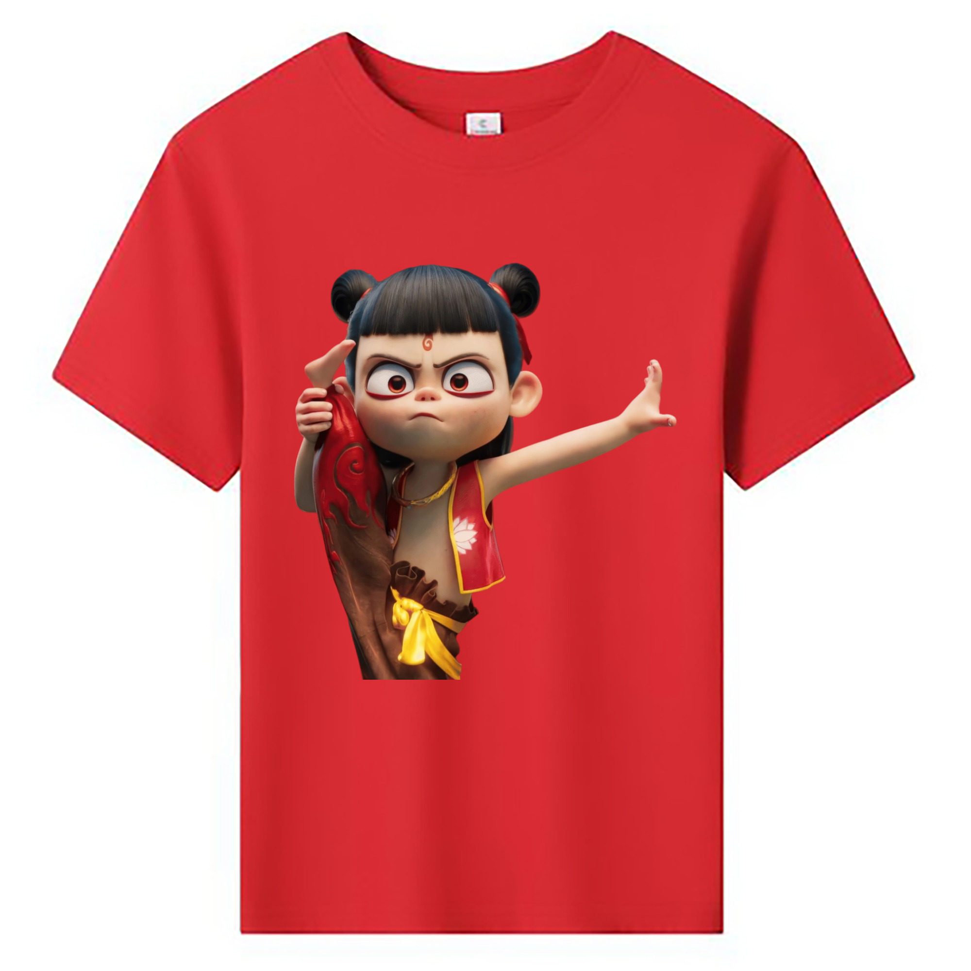 （画像用） Ne Zha 2 ナタ 魔童の大暴れ 綿100％キッズTシャツ（フロントプリント）