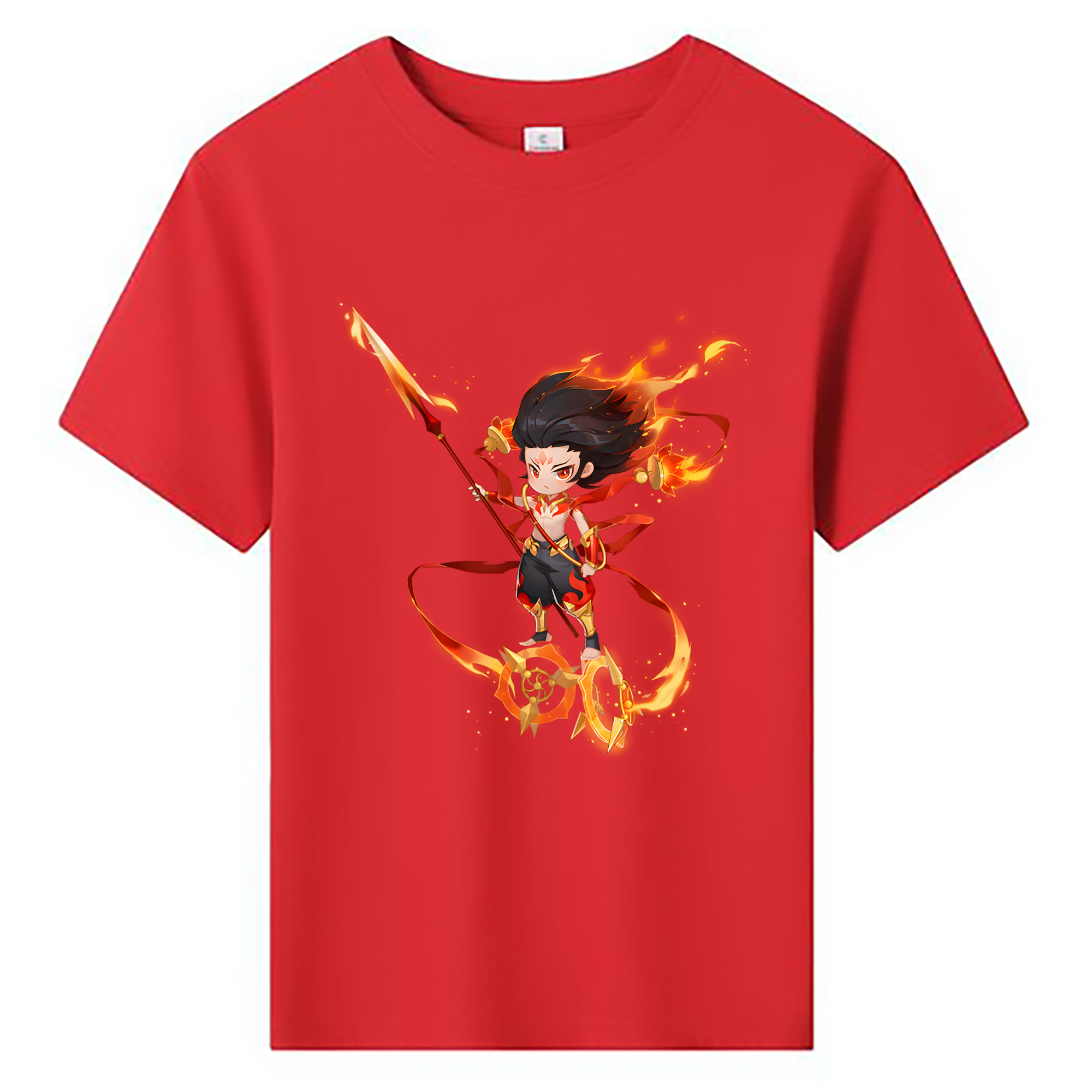 （画像用） Ne Zha 2 ナタ 魔童の大暴れ 綿100％キッズTシャツ（フロントプリント）