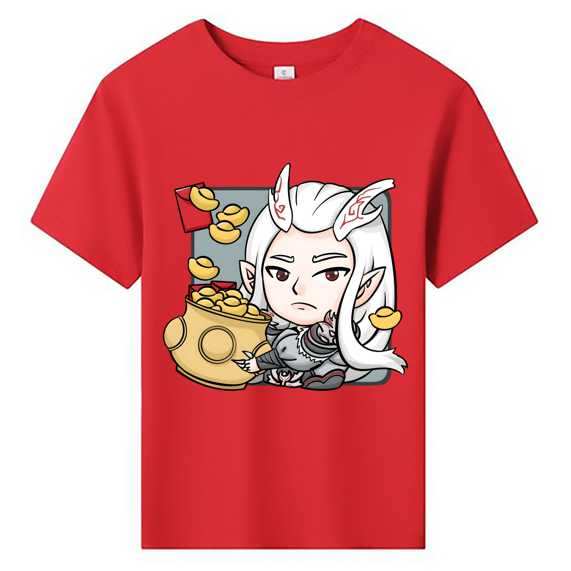 （画像用） Ne Zha 2 ナタ 魔童の大暴れ 綿100％キッズTシャツ（フロントプリント）