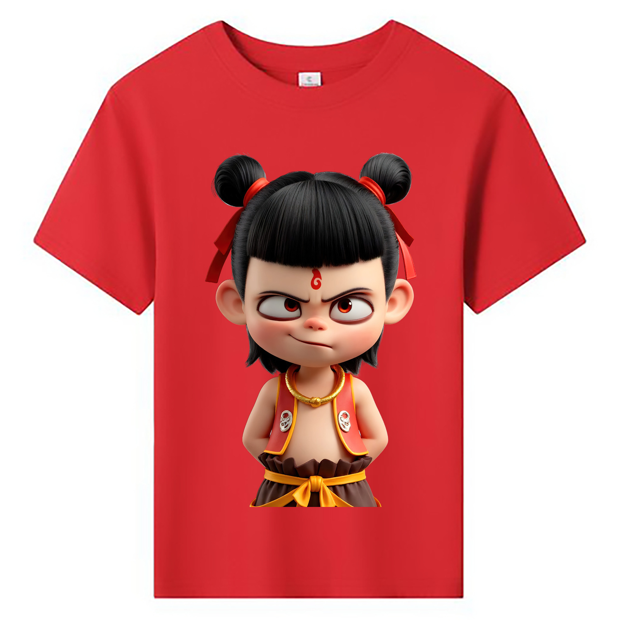 （画像用） Ne Zha 2 ナタ 魔童の大暴れ 綿100％キッズTシャツ（フロントプリント）