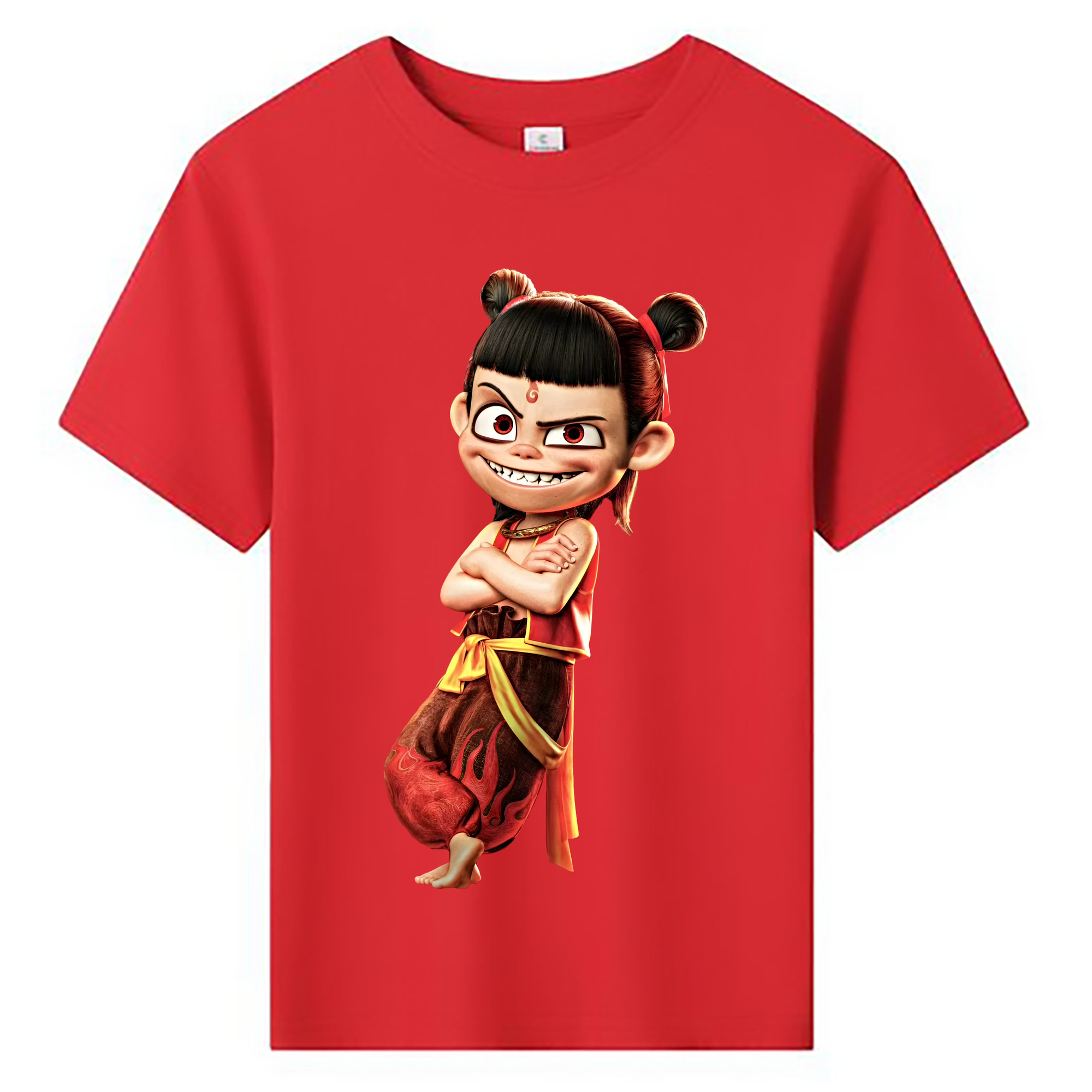 （画像用） Ne Zha 2 ナタ 魔童の大暴れ 綿100％キッズTシャツ（フロントプリント）