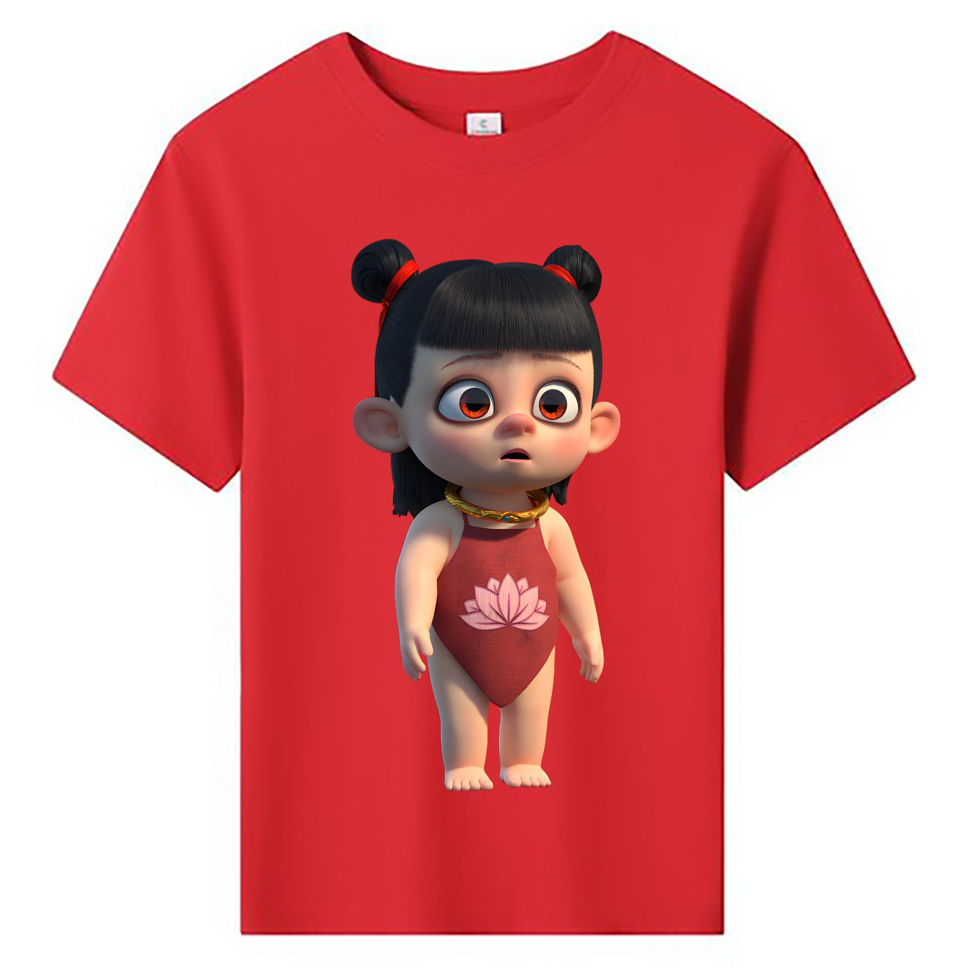 （画像用） Ne Zha 2 ナタ 魔童の大暴れ 綿100％キッズTシャツ（フロントプリント）