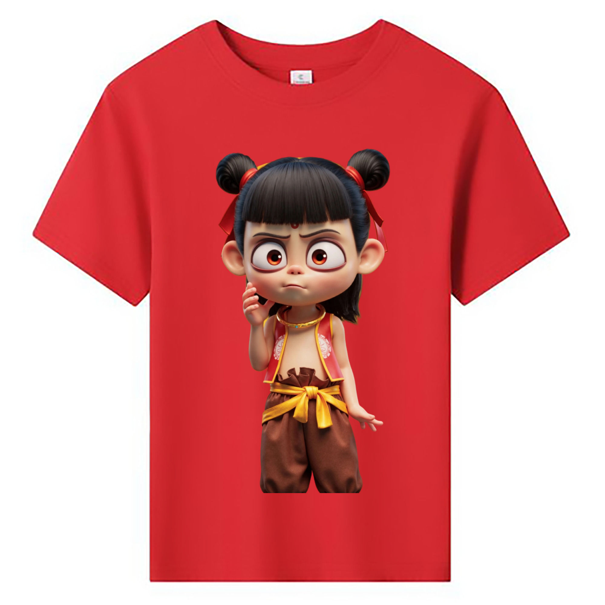 （画像用） Ne Zha 2 ナタ 魔童の大暴れ 綿100％キッズTシャツ（フロントプリント）
