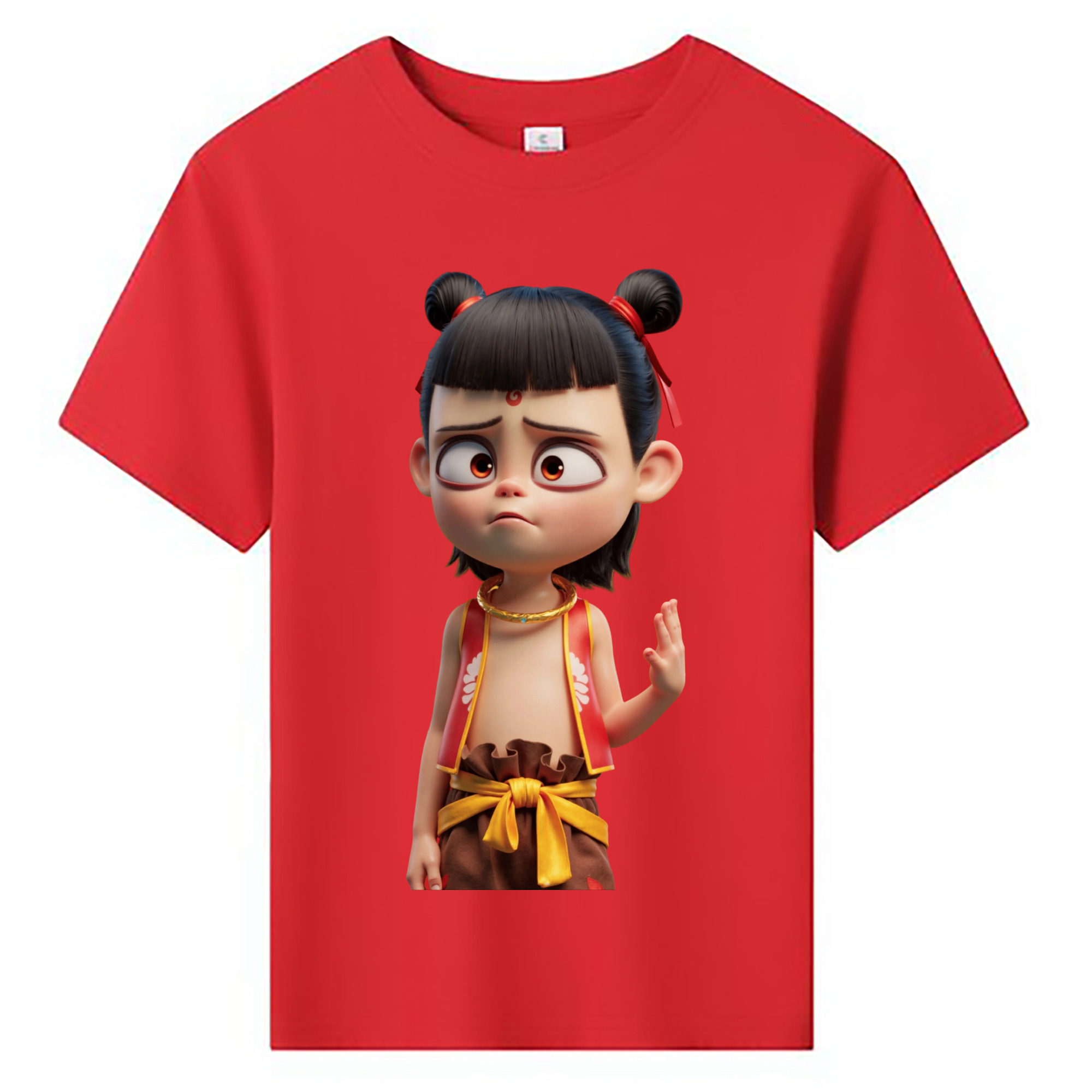 （画像用） Ne Zha 2 ナタ 魔童の大暴れ 綿100％キッズTシャツ（フロントプリント）