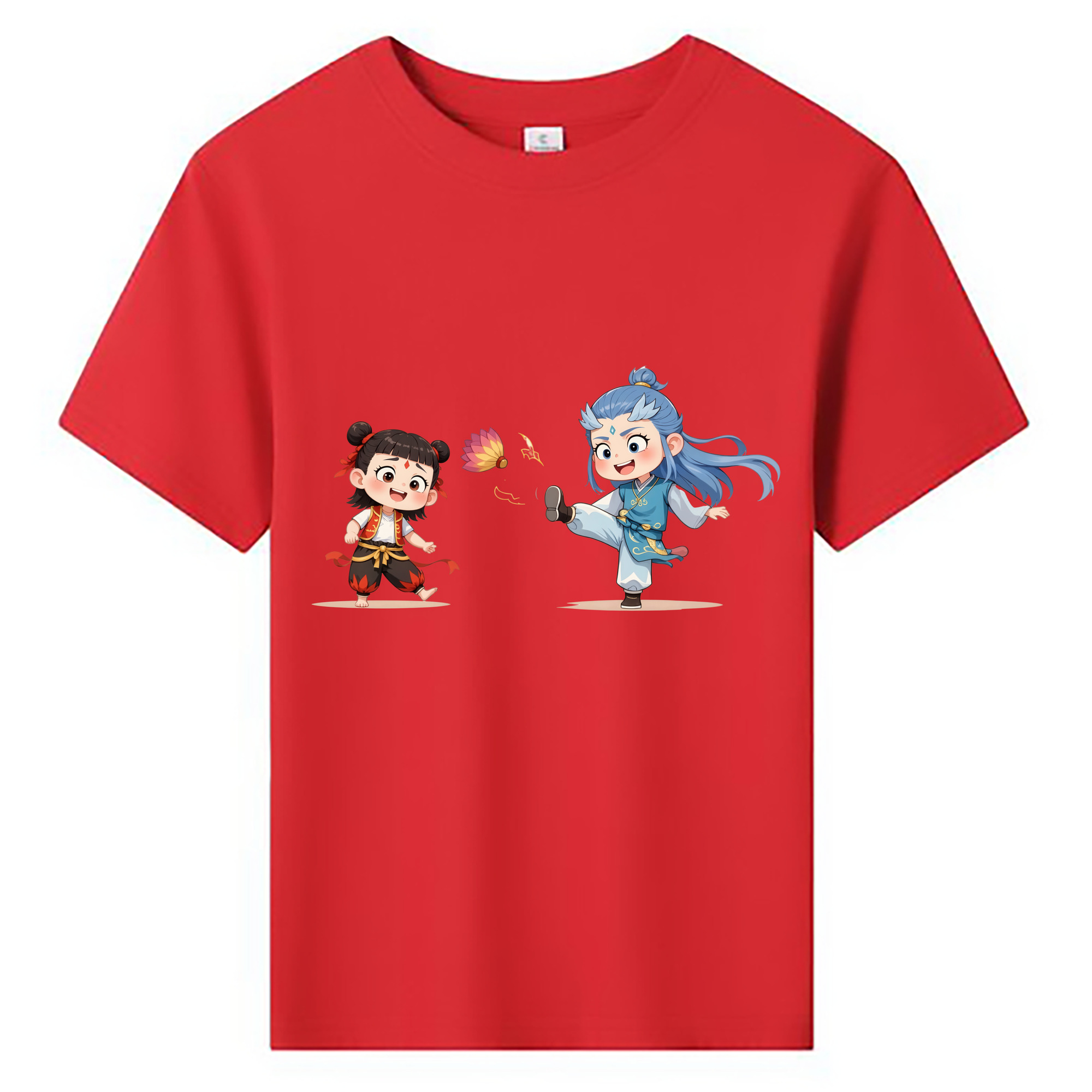 （画像用） Ne Zha 2 ナタ 魔童の大暴れ 綿100％キッズTシャツ（フロントプリント）