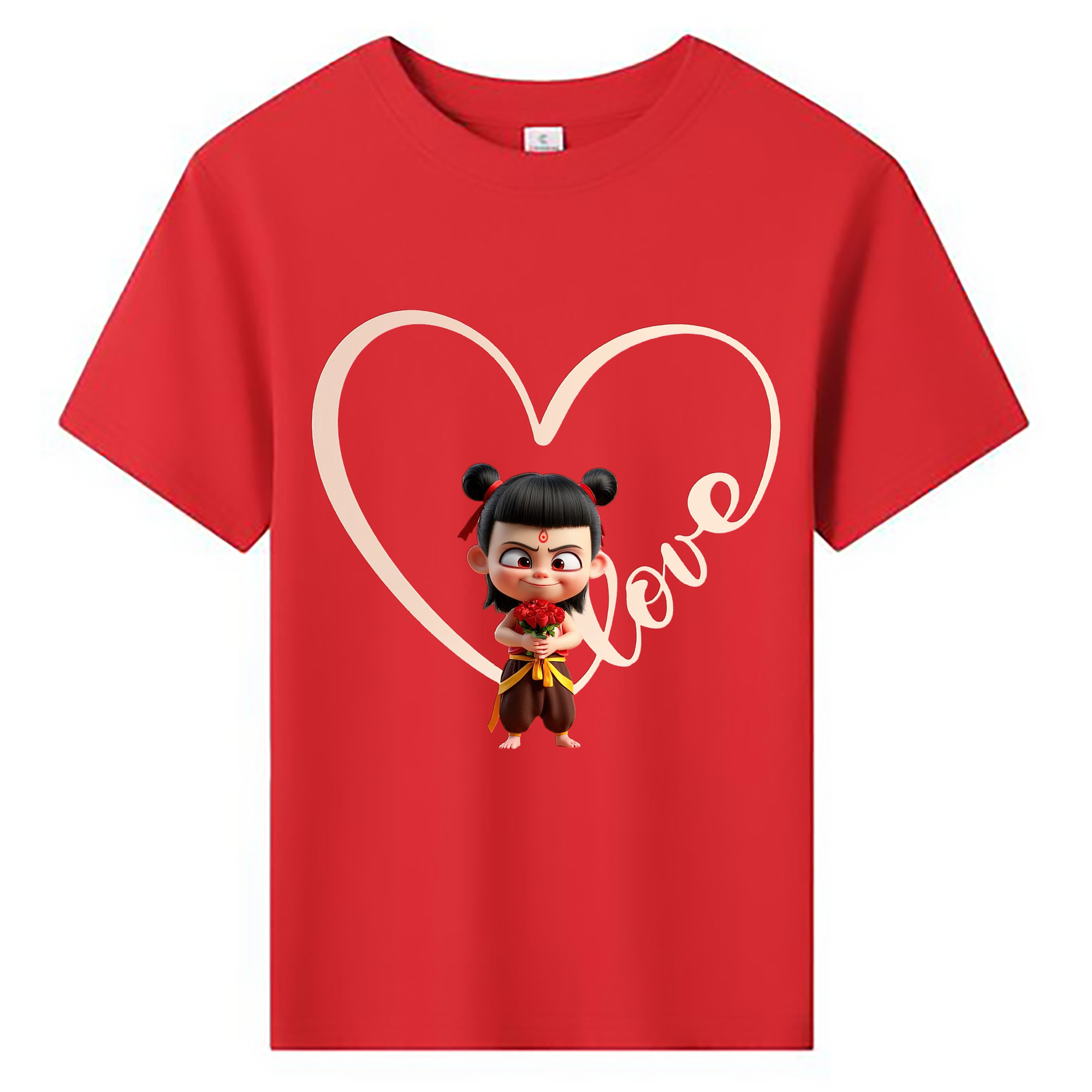 （画像用） Ne Zha 2 ナタ 魔童の大暴れ 綿100％キッズTシャツ（フロントプリント）
