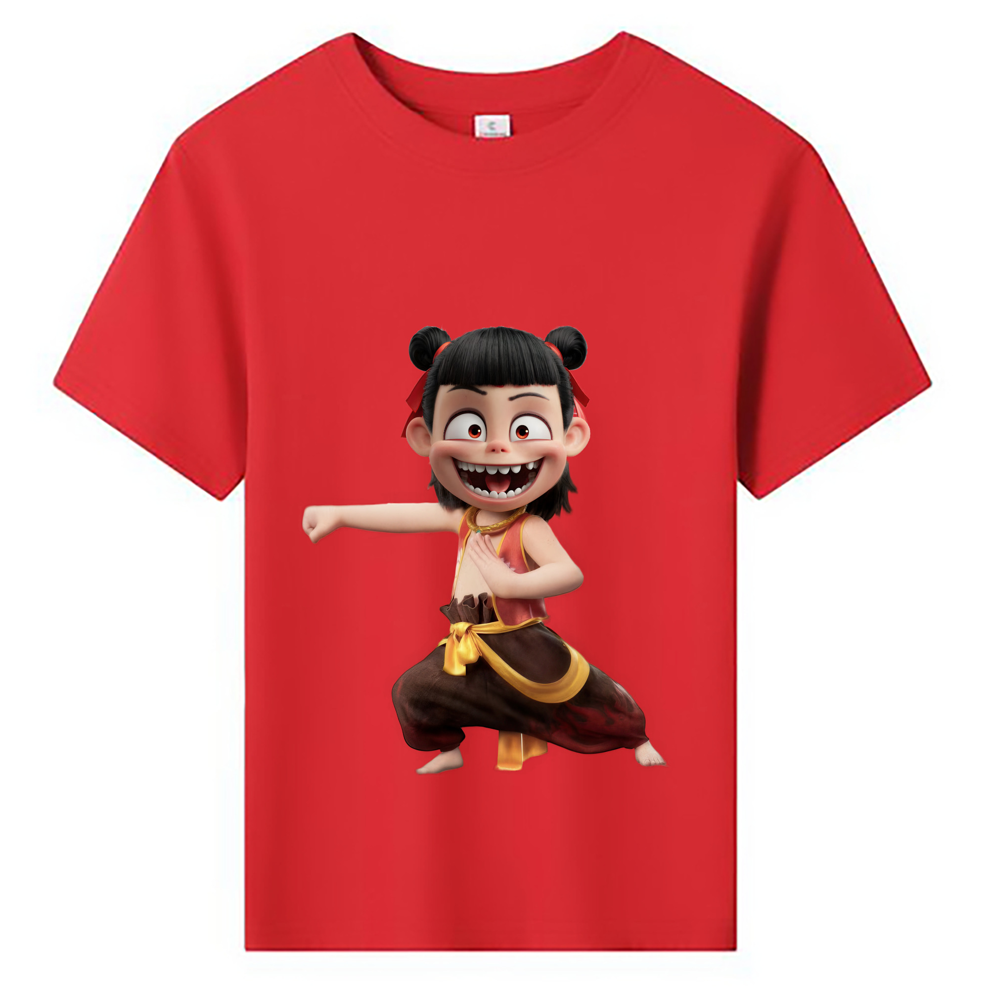 （画像用） Ne Zha 2 ナタ 魔童の大暴れ 綿100％キッズTシャツ（フロントプリント）