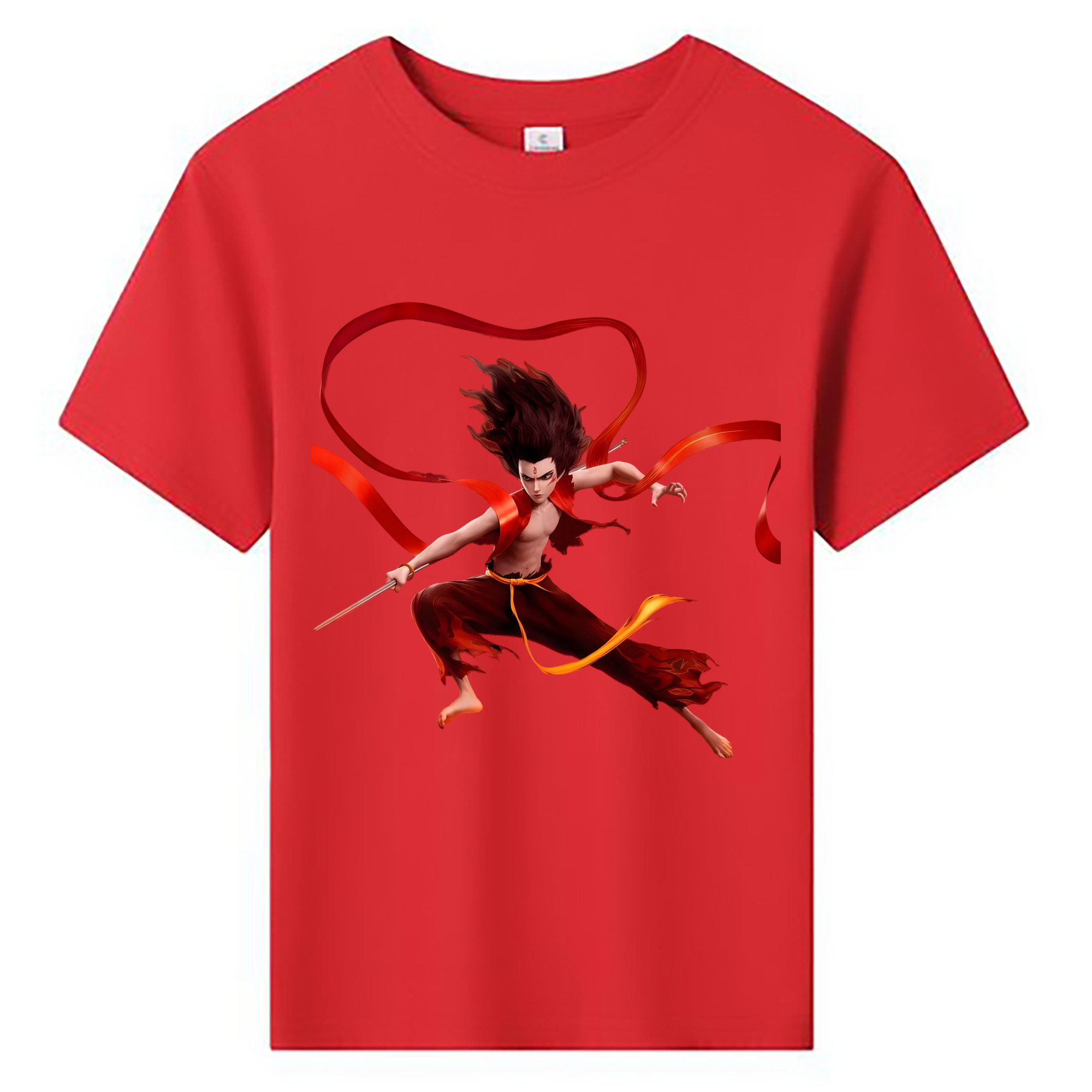 （画像用） Ne Zha 2 ナタ 魔童の大暴れ 綿100％キッズTシャツ（フロントプリント）