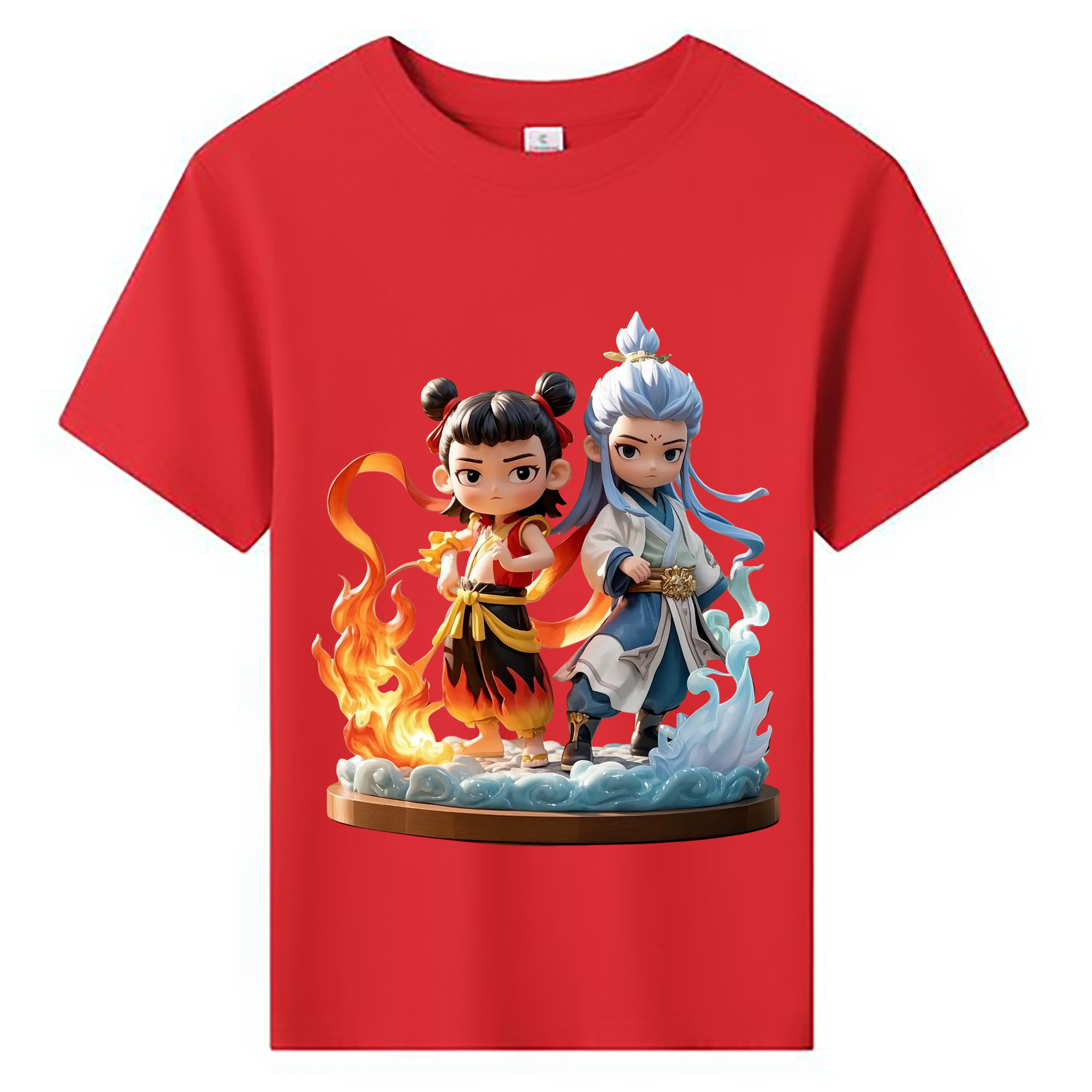 （画像用） Ne Zha 2 ナタ 魔童の大暴れ 綿100％キッズTシャツ（フロントプリント）