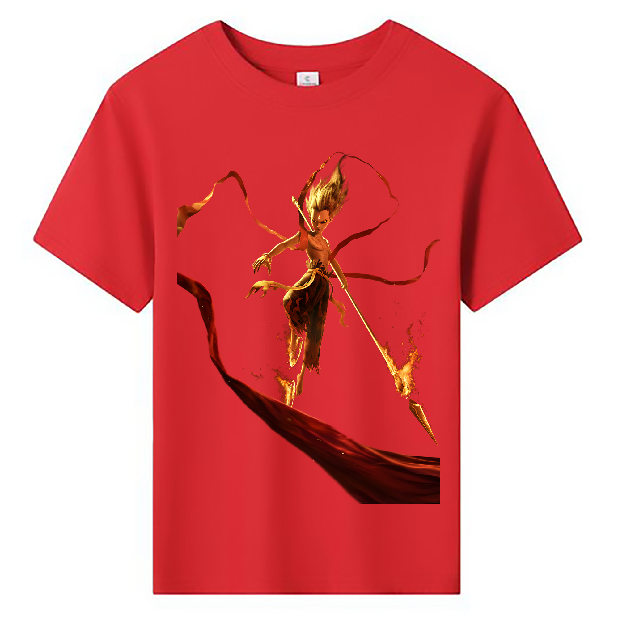 （画像用） Ne Zha 2 ナタ 魔童の大暴れ 綿100％キッズTシャツ（フロントプリント）