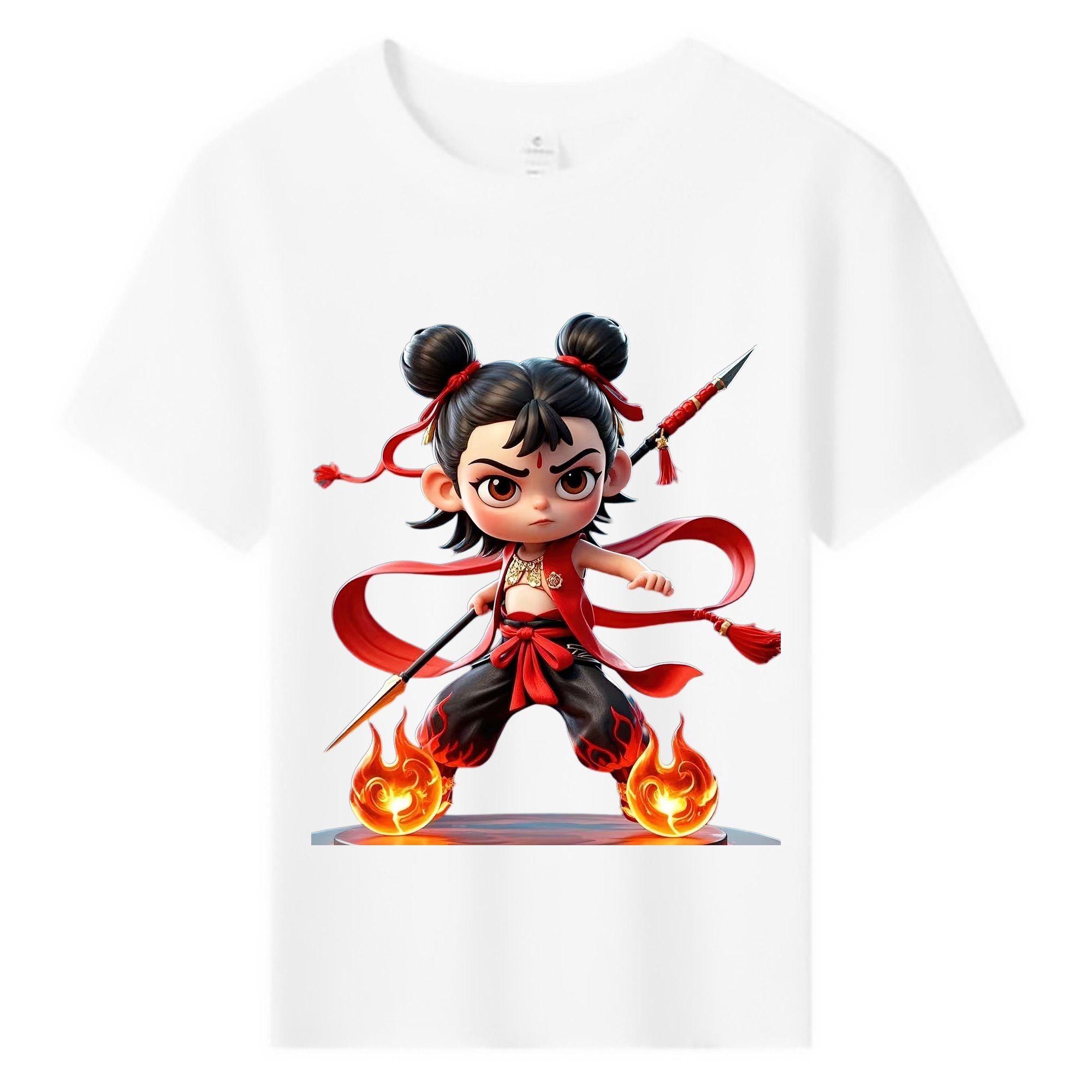 （画像用） Ne Zha 2 ナタ 魔童の大暴れ 綿100％キッズTシャツ（フロントプリント）