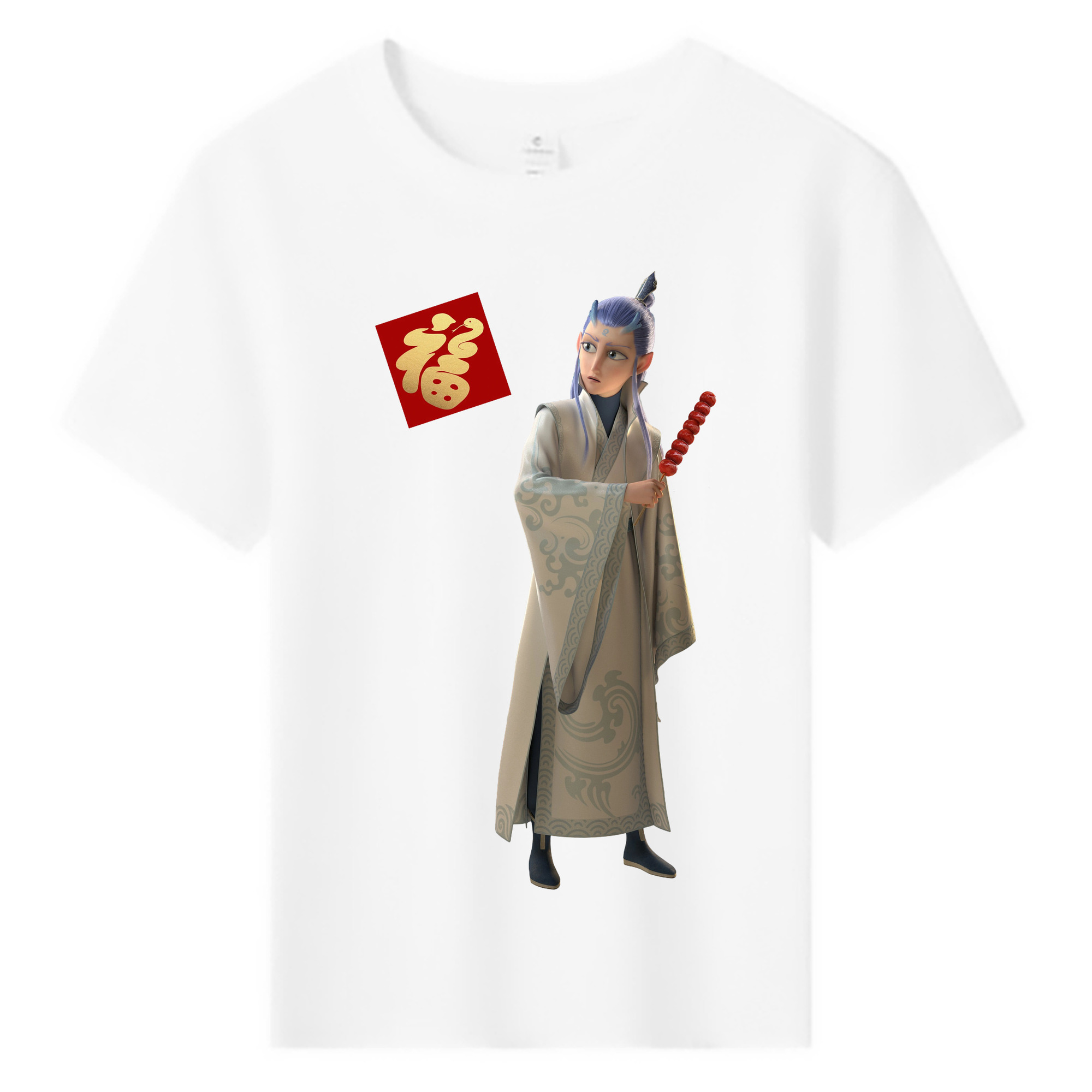 （画像用） Ne Zha 2 ナタ 魔童の大暴れ 綿100％キッズTシャツ（フロントプリント）
