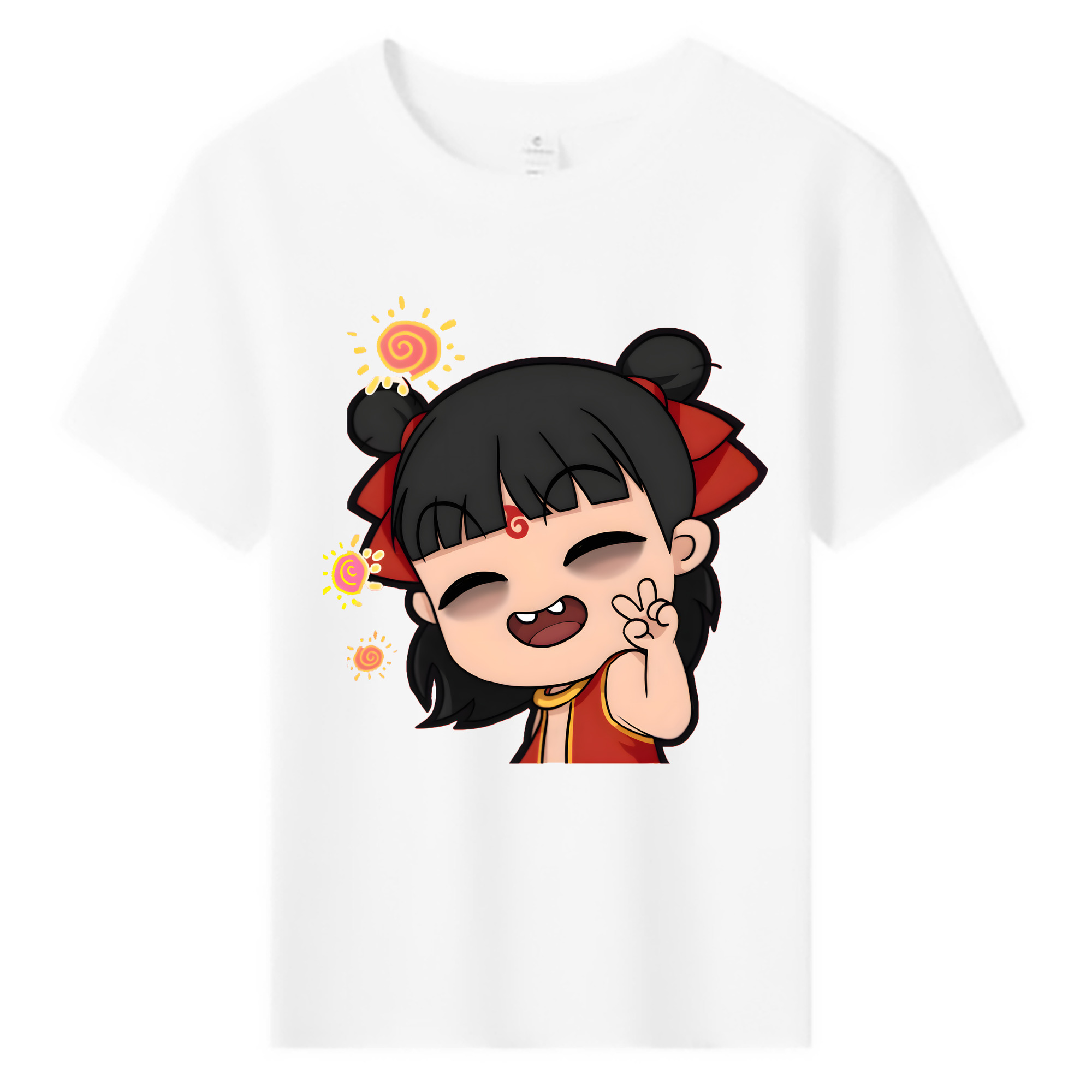 （画像用） Ne Zha 2 ナタ 魔童の大暴れ 綿100％キッズTシャツ（フロントプリント）