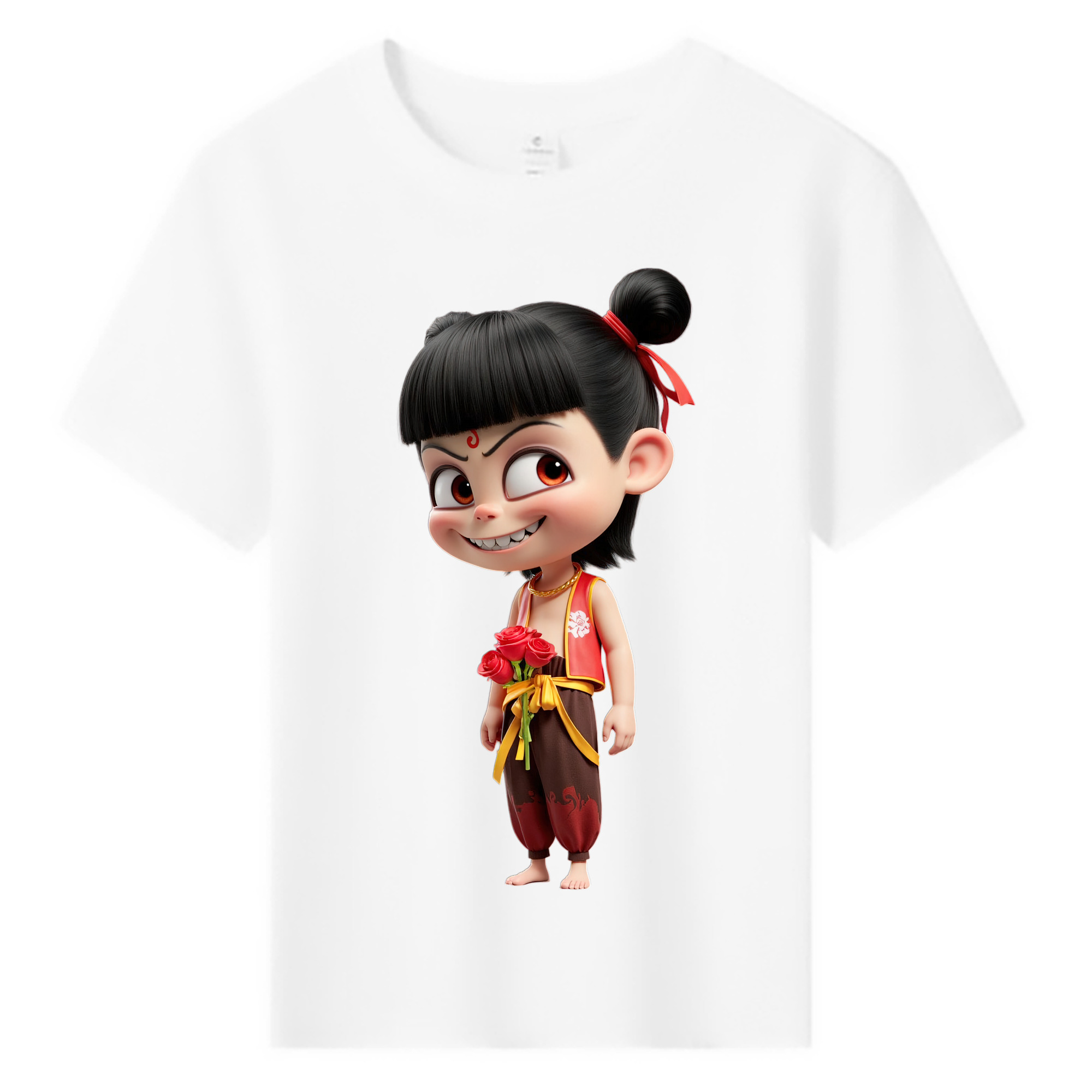 （画像用） Ne Zha 2 ナタ 魔童の大暴れ 綿100％キッズTシャツ（フロントプリント）