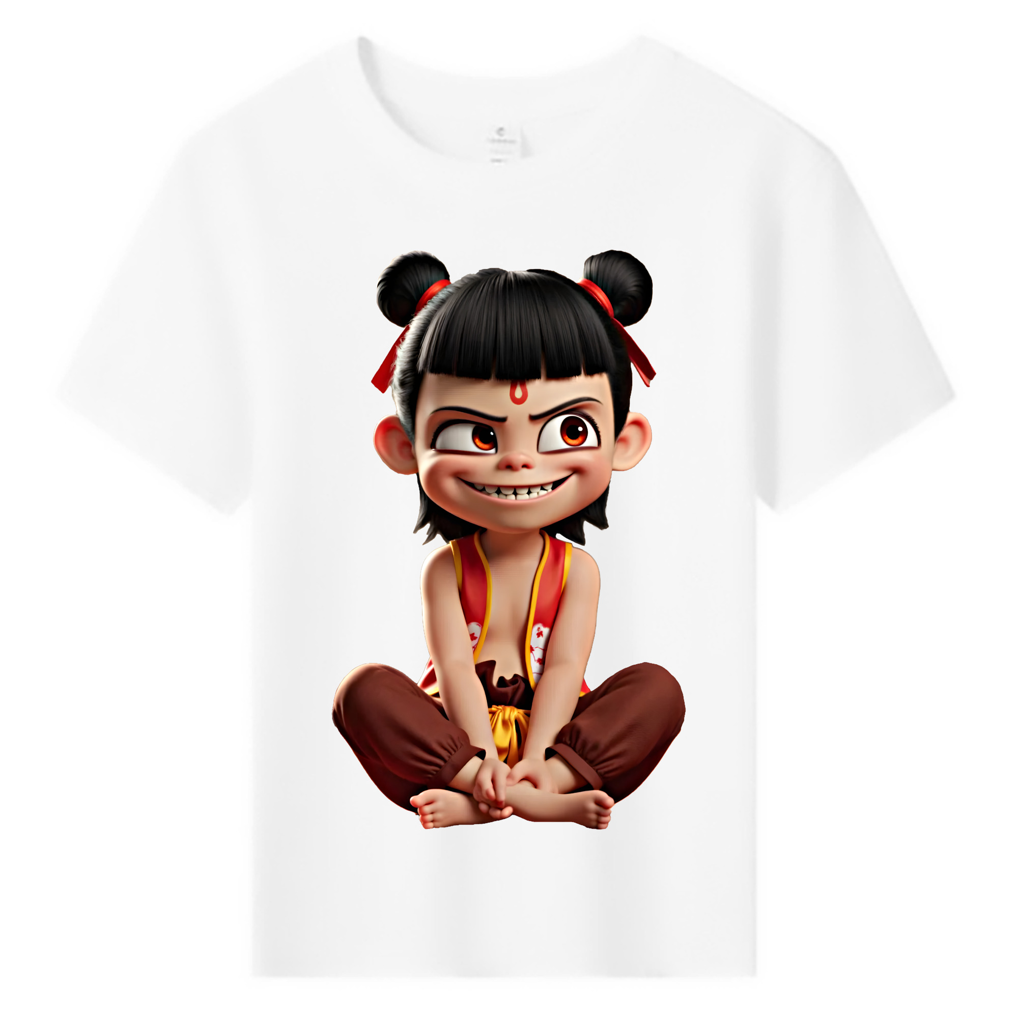 （画像用） Ne Zha 2 ナタ 魔童の大暴れ 綿100％キッズTシャツ（フロントプリント）