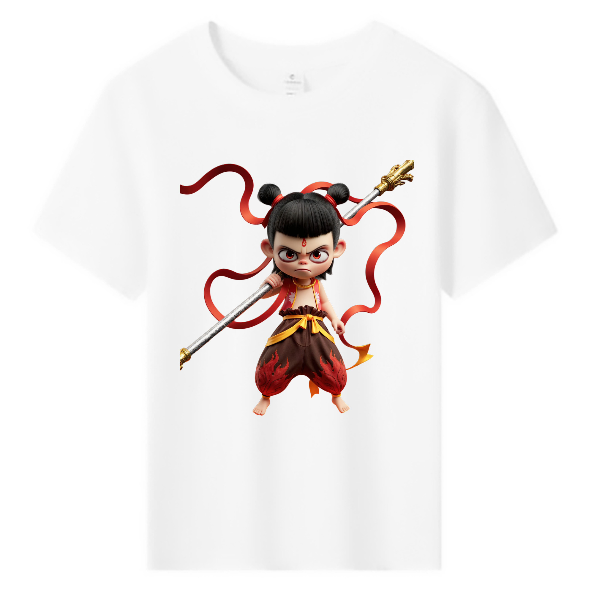 （画像用） Ne Zha 2 ナタ 魔童の大暴れ 綿100％キッズTシャツ（フロントプリント）