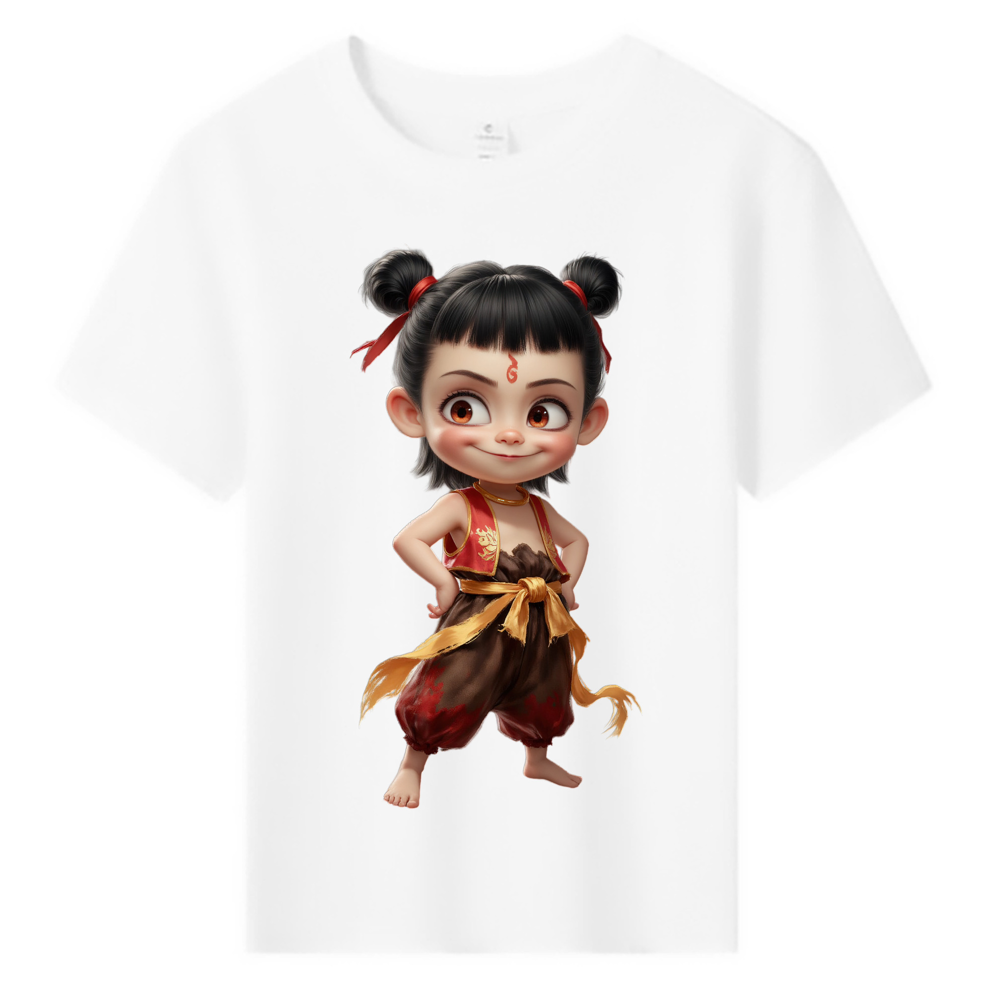 （画像用） Ne Zha 2 ナタ 魔童の大暴れ 綿100％キッズTシャツ（フロントプリント）