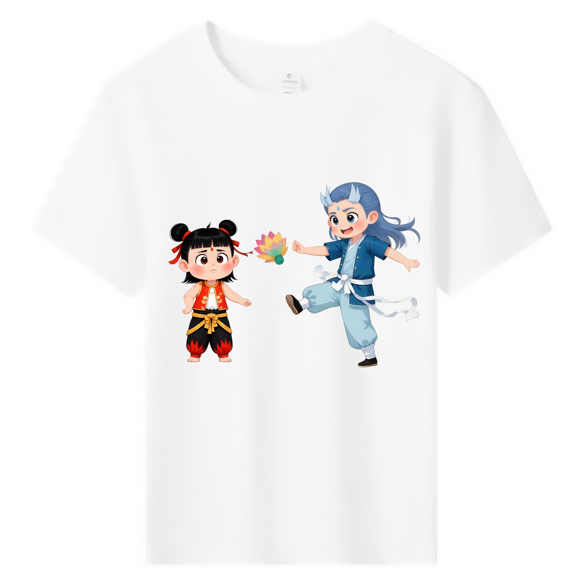 （画像用） Ne Zha 2 ナタ 魔童の大暴れ 綿100％キッズTシャツ（フロントプリント）