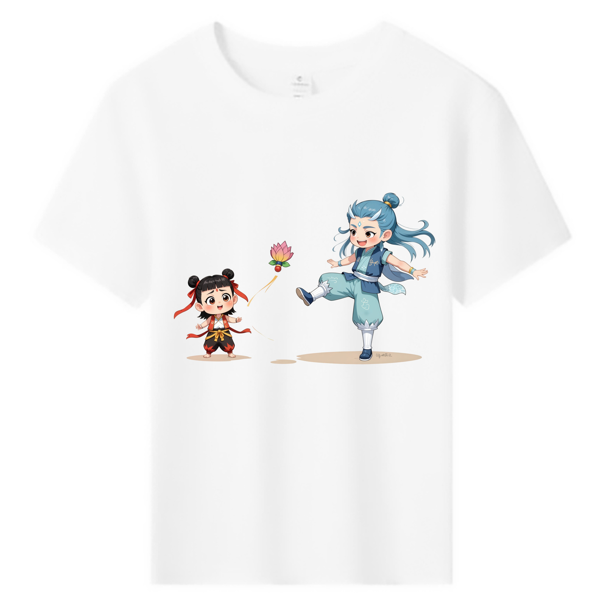 （画像用） Ne Zha 2 ナタ 魔童の大暴れ 綿100％キッズTシャツ（フロントプリント）