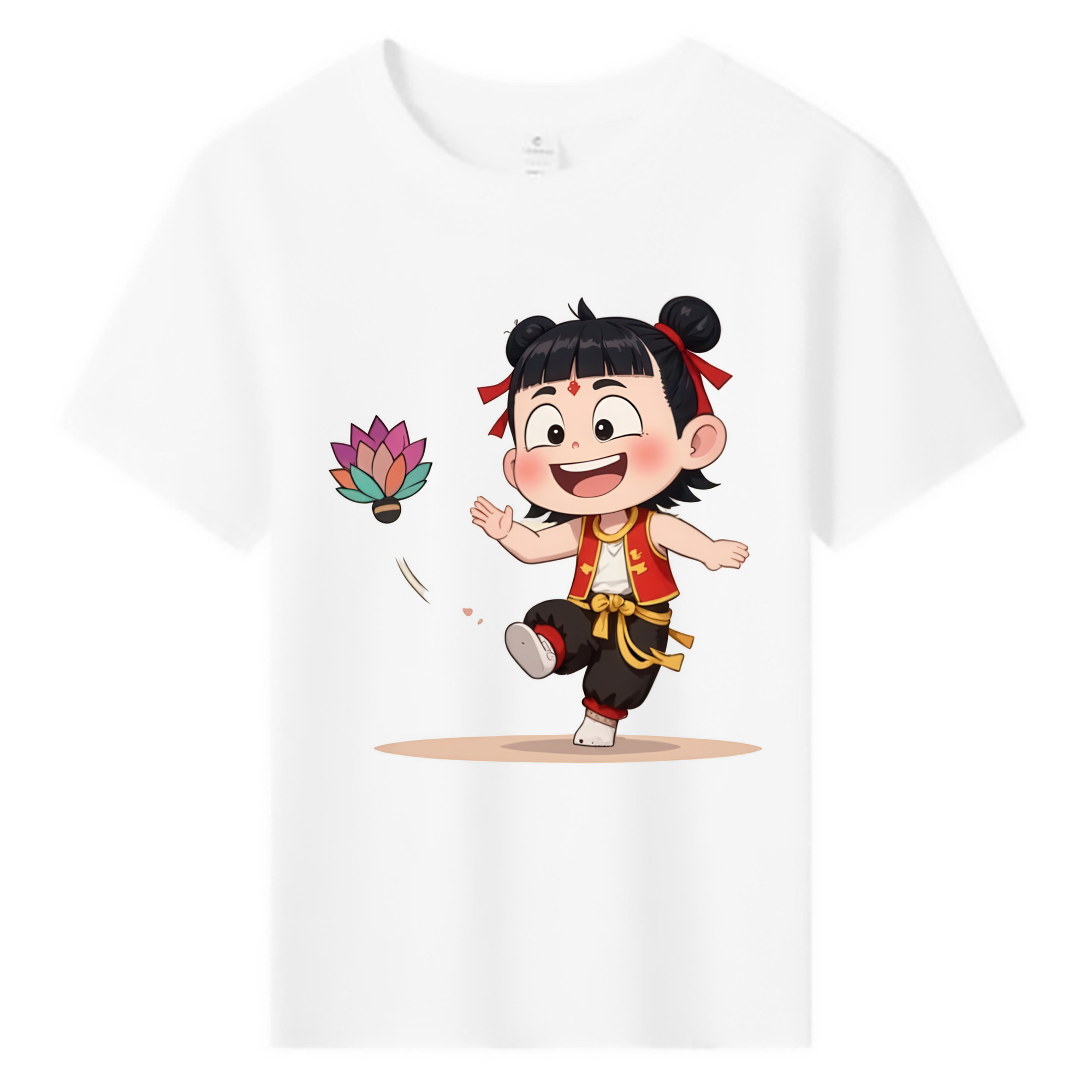 （画像用） Ne Zha 2 ナタ 魔童の大暴れ 綿100％キッズTシャツ（フロントプリント）