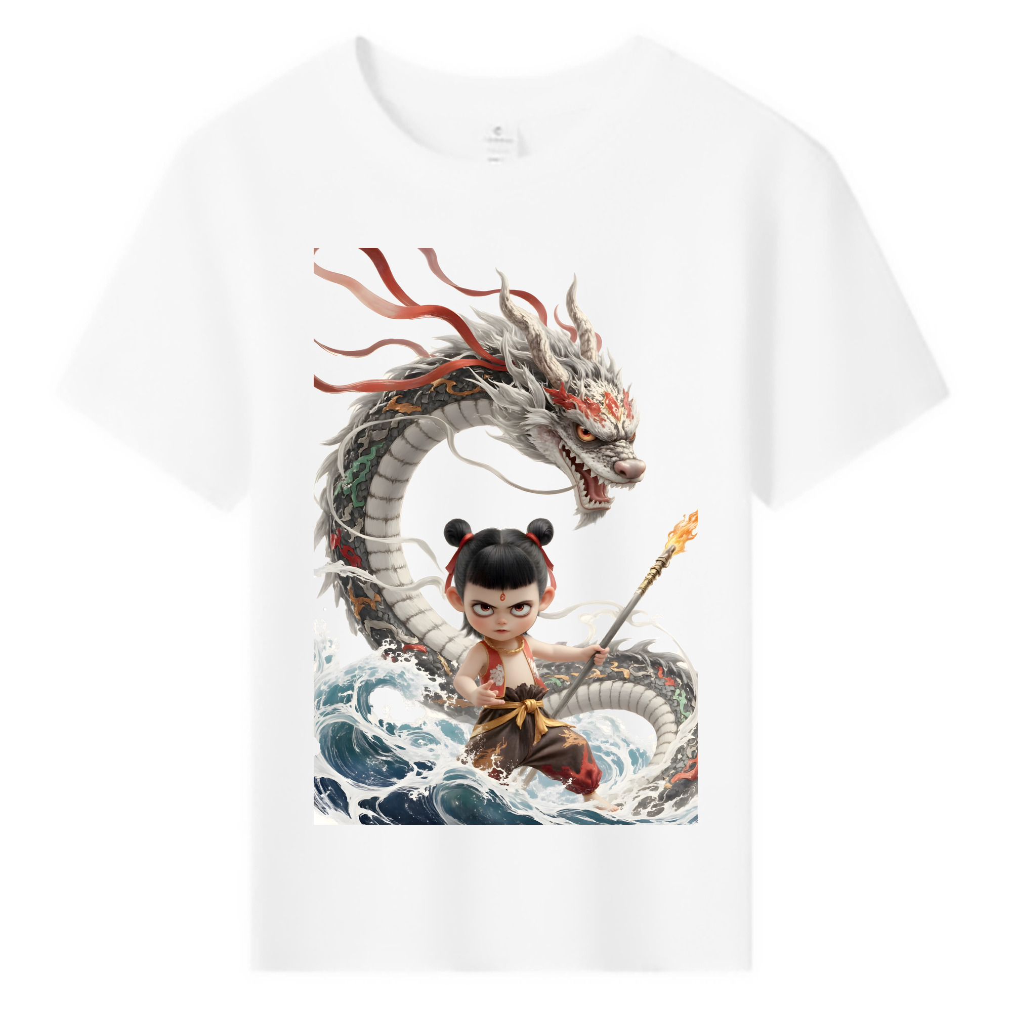 （画像用） Ne Zha 2 ナタ 魔童の大暴れ 綿100％キッズTシャツ（フロントプリント）