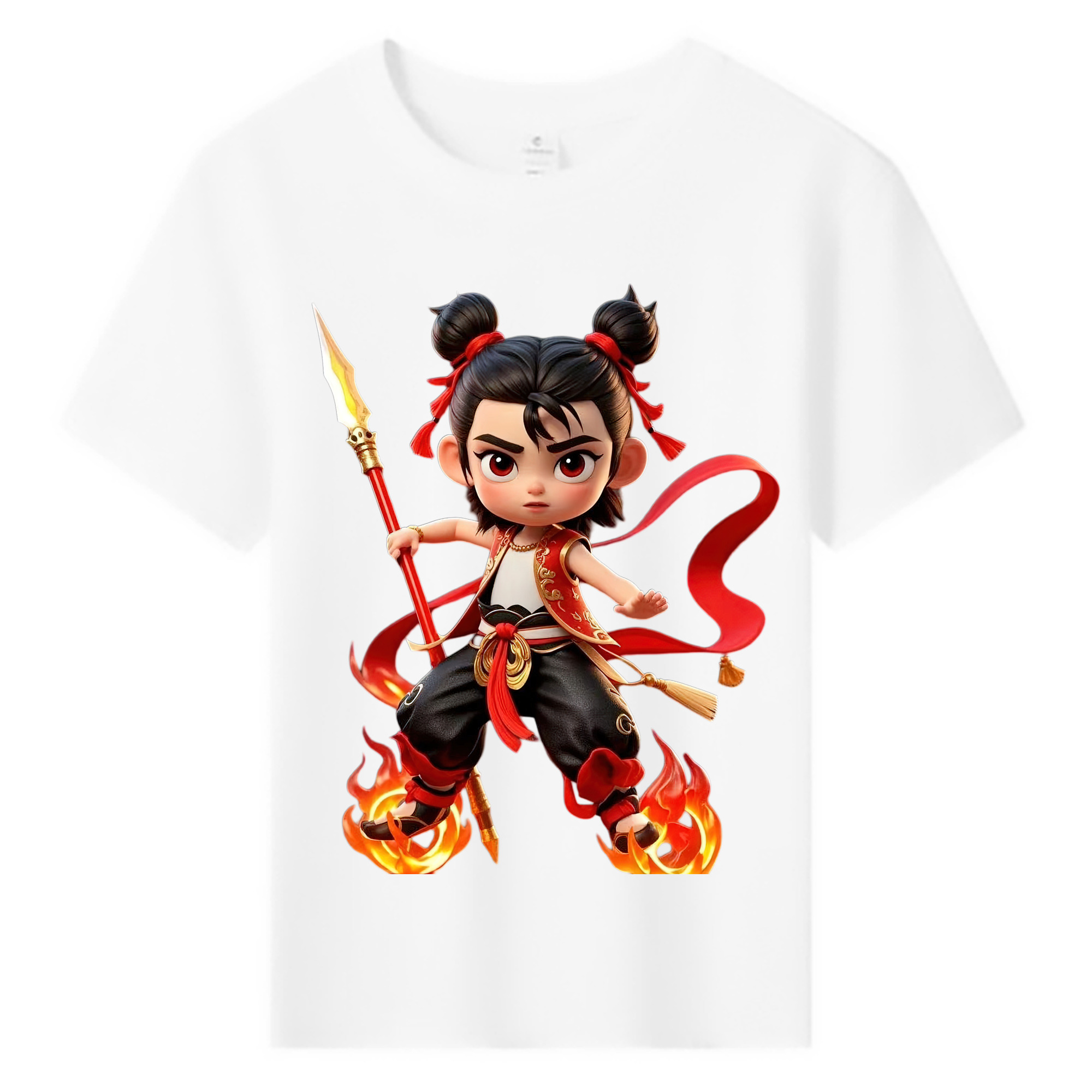 （画像用） Ne Zha 2 ナタ 魔童の大暴れ 綿100％キッズTシャツ（フロントプリント）