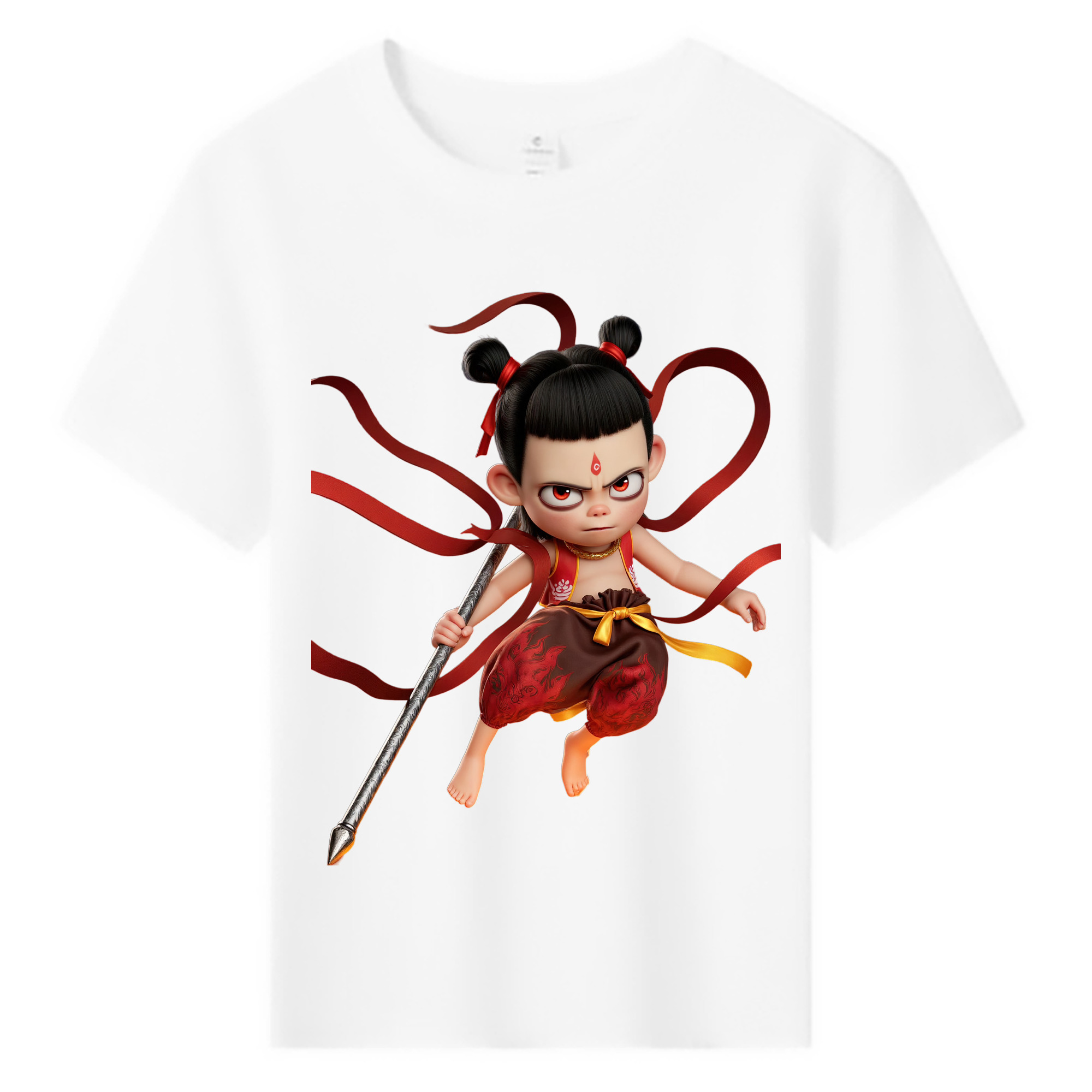 （画像用） Ne Zha 2 ナタ 魔童の大暴れ 綿100％キッズTシャツ（フロントプリント）