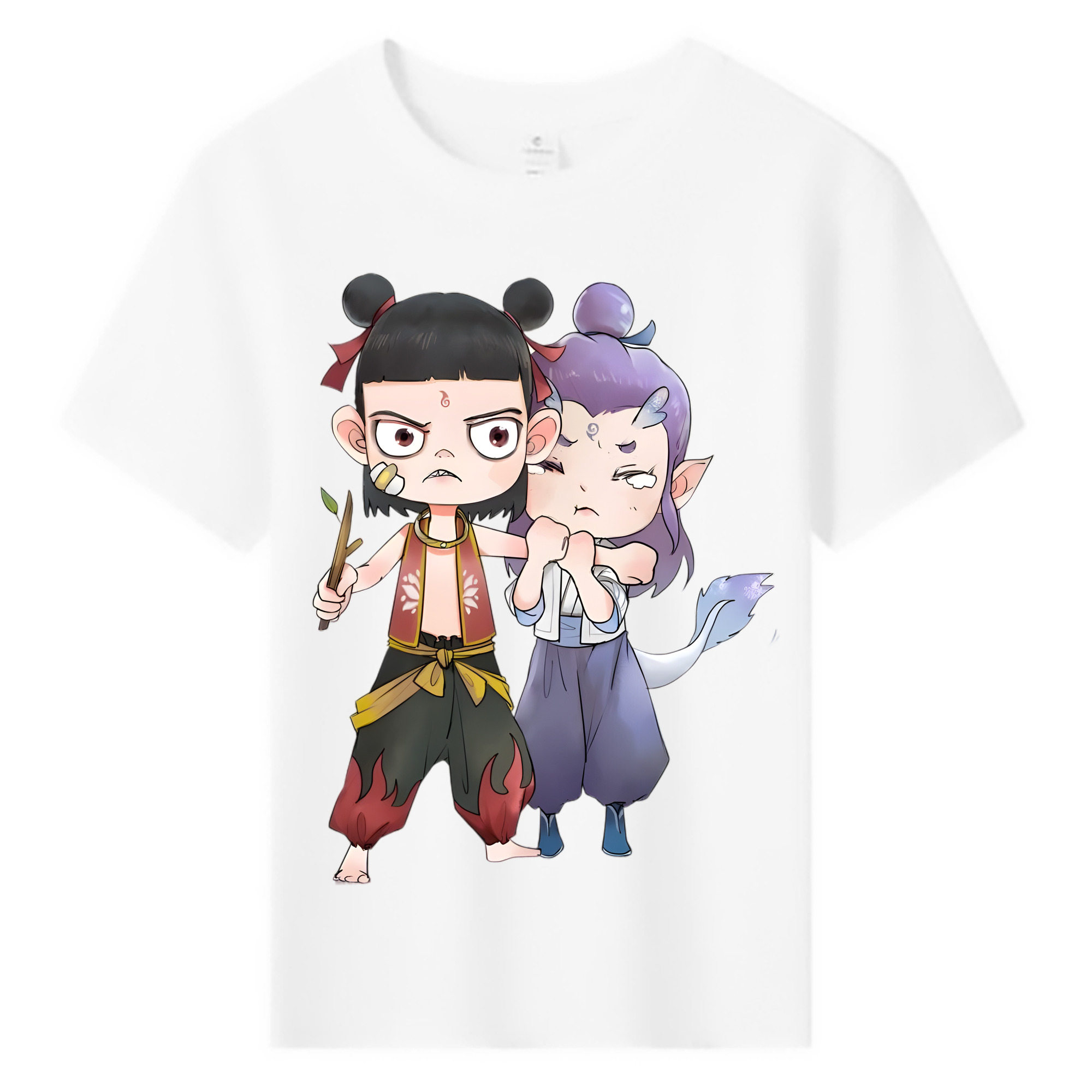 （画像用） Ne Zha 2 ナタ 魔童の大暴れ 綿100％キッズTシャツ（フロントプリント）