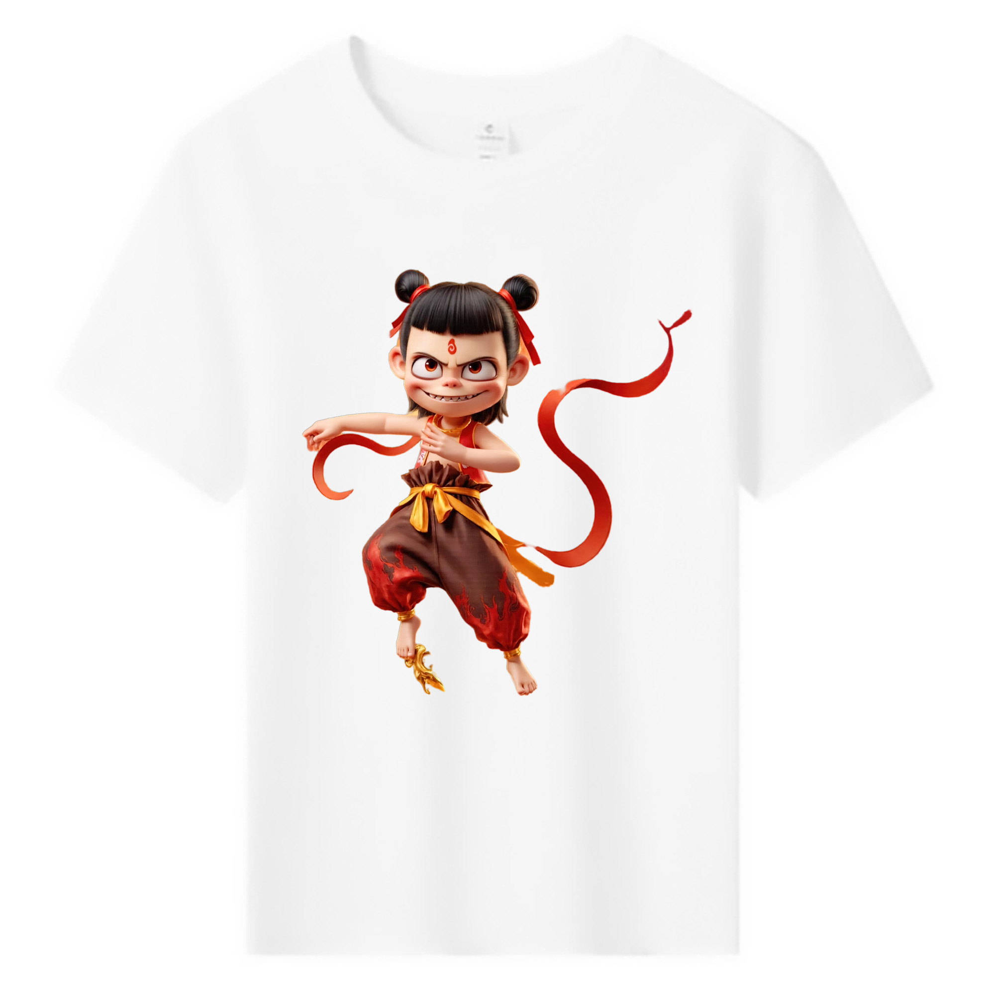 （画像用） Ne Zha 2 ナタ 魔童の大暴れ 綿100％キッズTシャツ（フロントプリント）