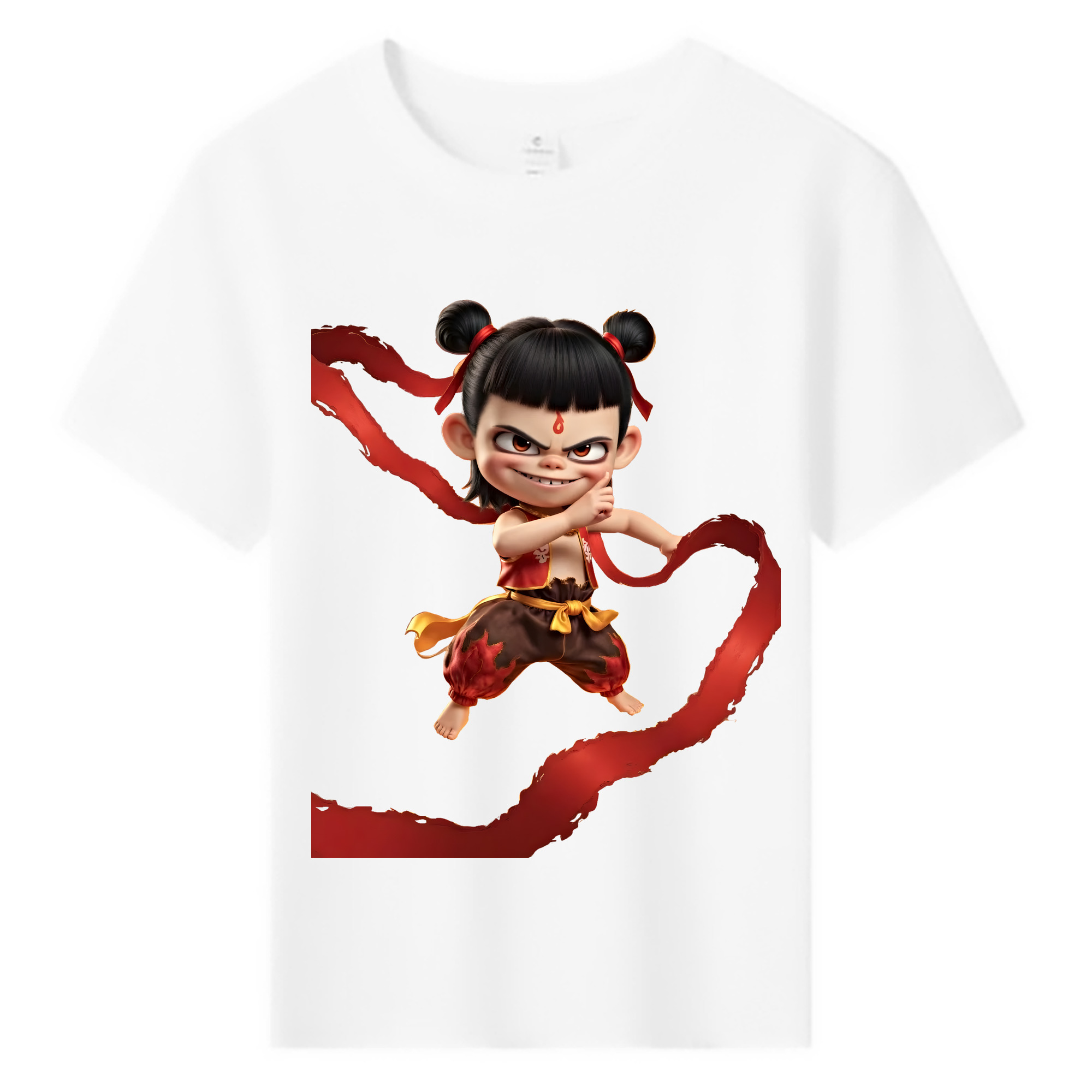（画像用） Ne Zha 2 ナタ 魔童の大暴れ 綿100％キッズTシャツ（フロントプリント）