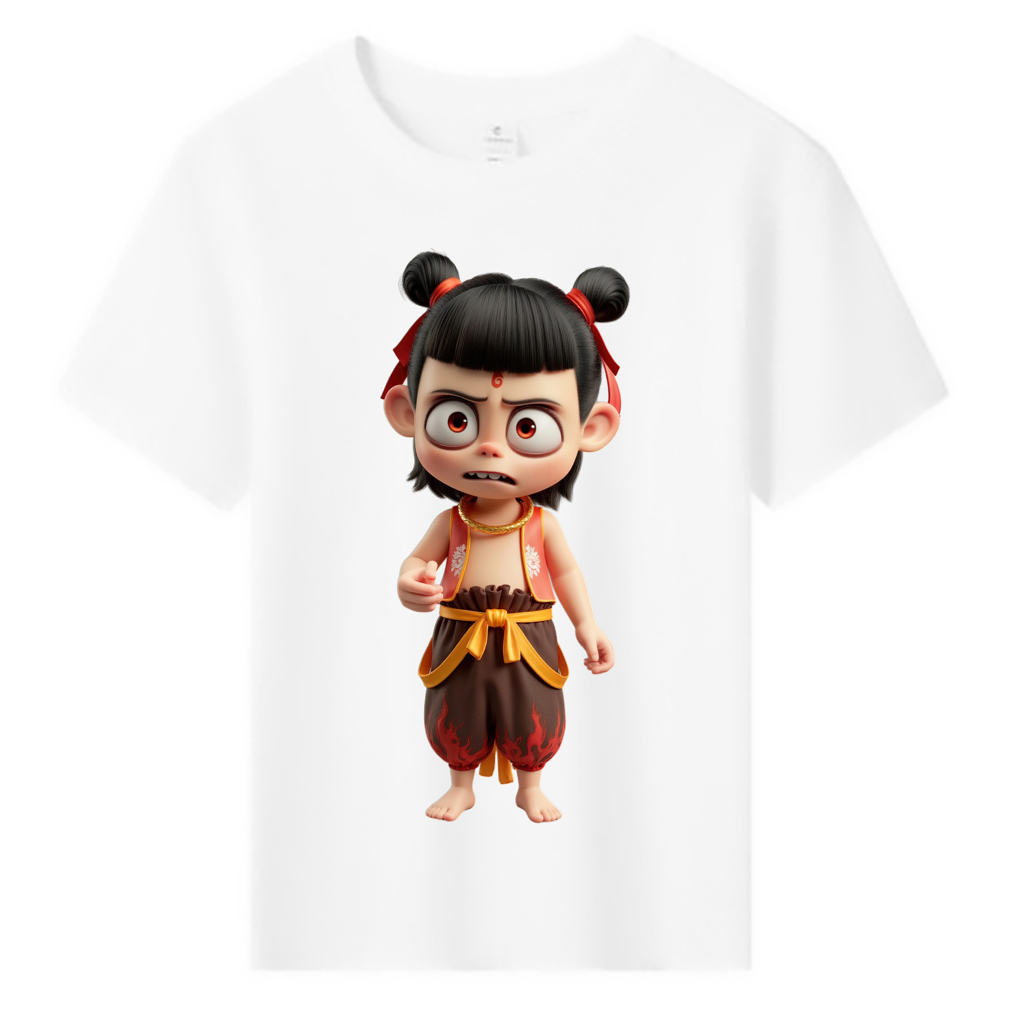 （画像用） Ne Zha 2 ナタ 魔童の大暴れ 綿100％キッズTシャツ（フロントプリント）