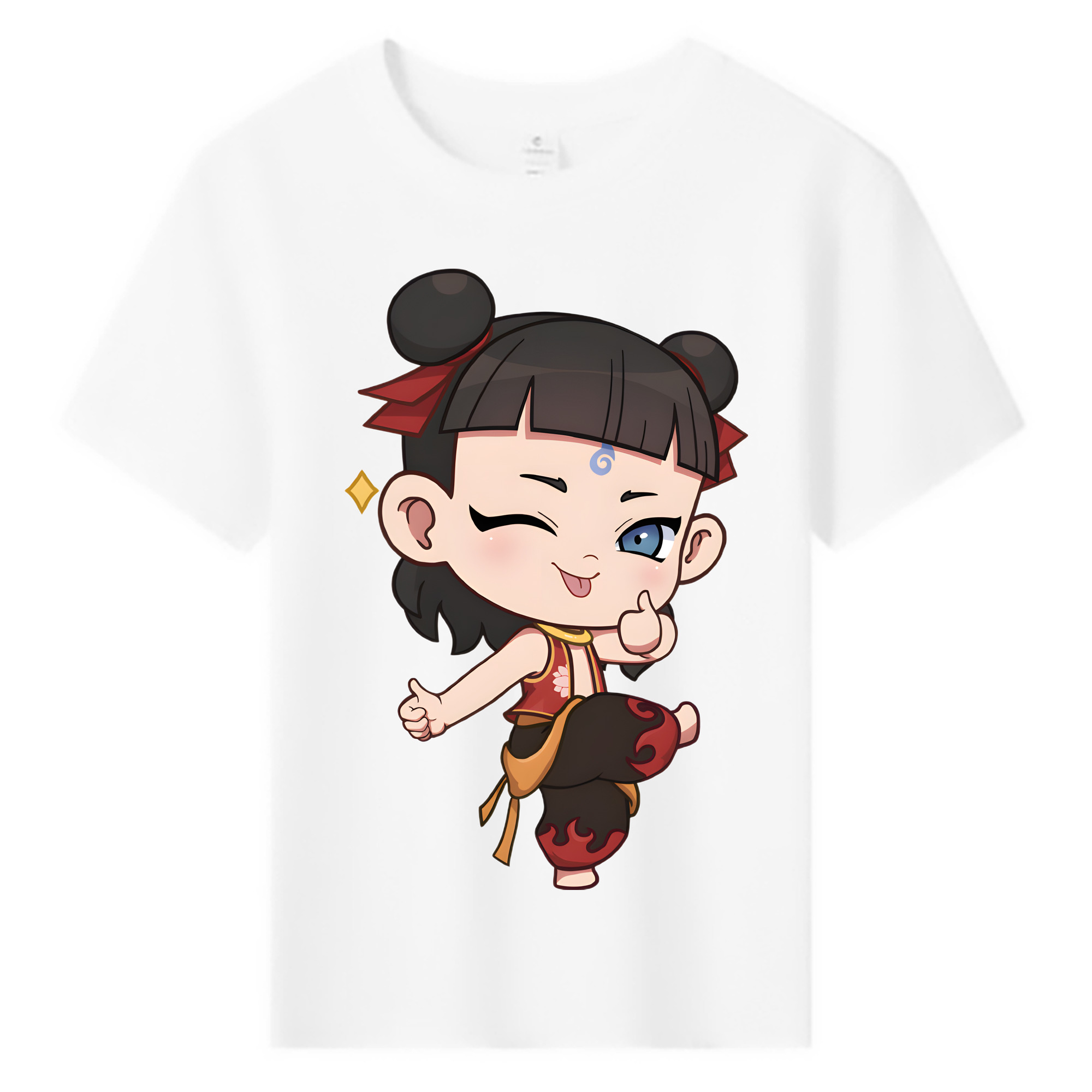 （画像用） Ne Zha 2 ナタ 魔童の大暴れ 綿100％キッズTシャツ（フロントプリント）