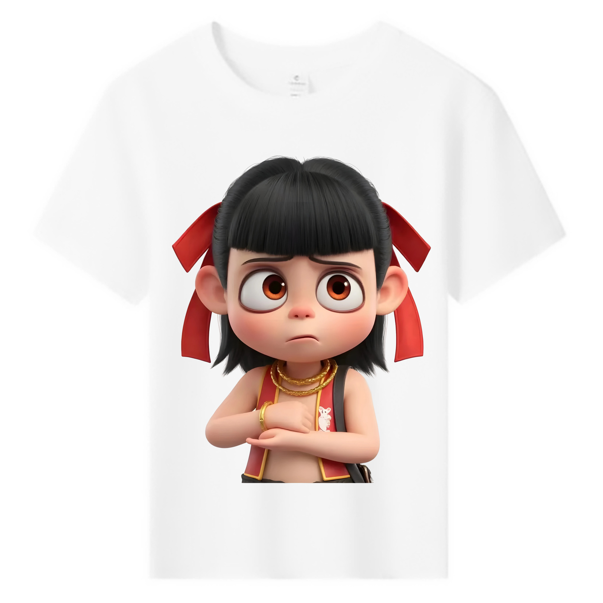 （画像用） Ne Zha 2 ナタ 魔童の大暴れ 綿100％キッズTシャツ（フロントプリント）