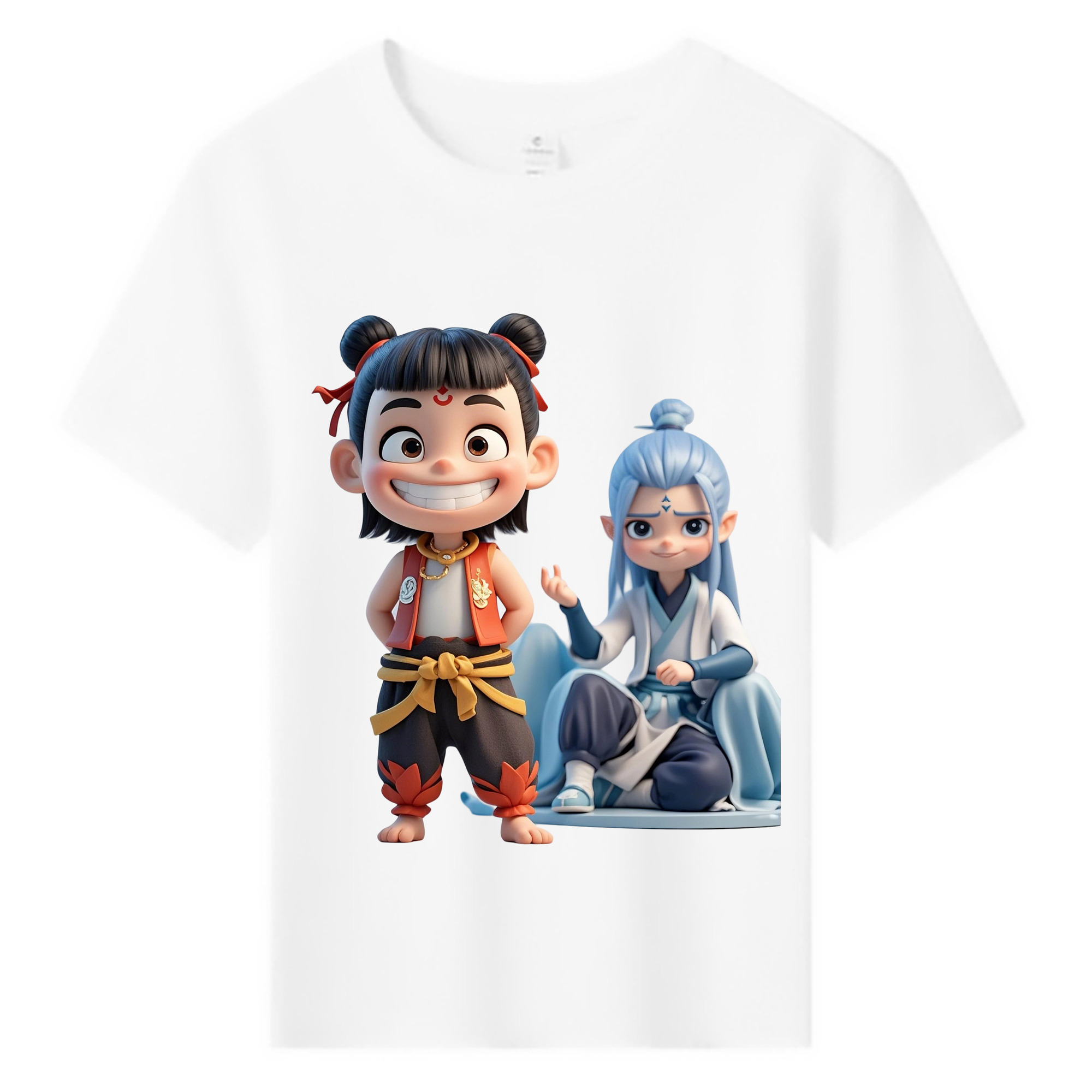 （画像用） Ne Zha 2 ナタ 魔童の大暴れ 綿100％キッズTシャツ（フロントプリント）
