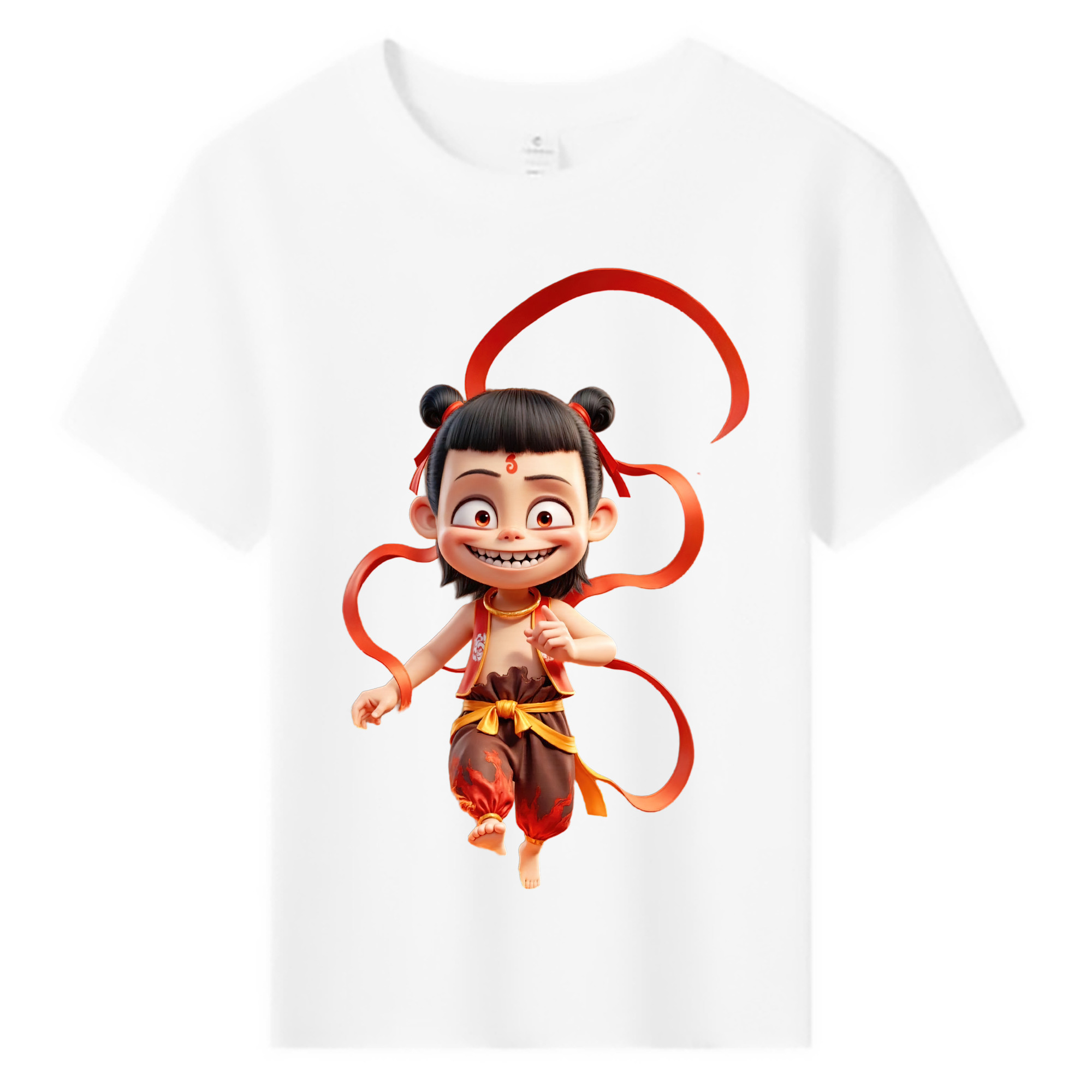 （画像用） Ne Zha 2 ナタ 魔童の大暴れ 綿100％キッズTシャツ（フロントプリント）
