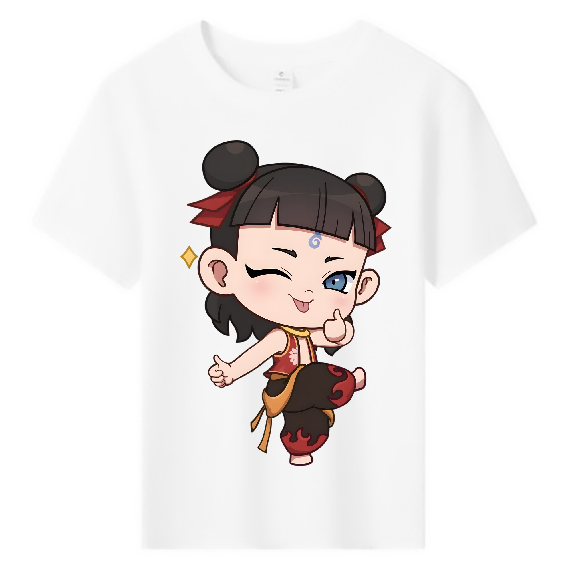 （画像用） Ne Zha 2 ナタ 魔童の大暴れ 綿100％キッズTシャツ（フロントプリント）