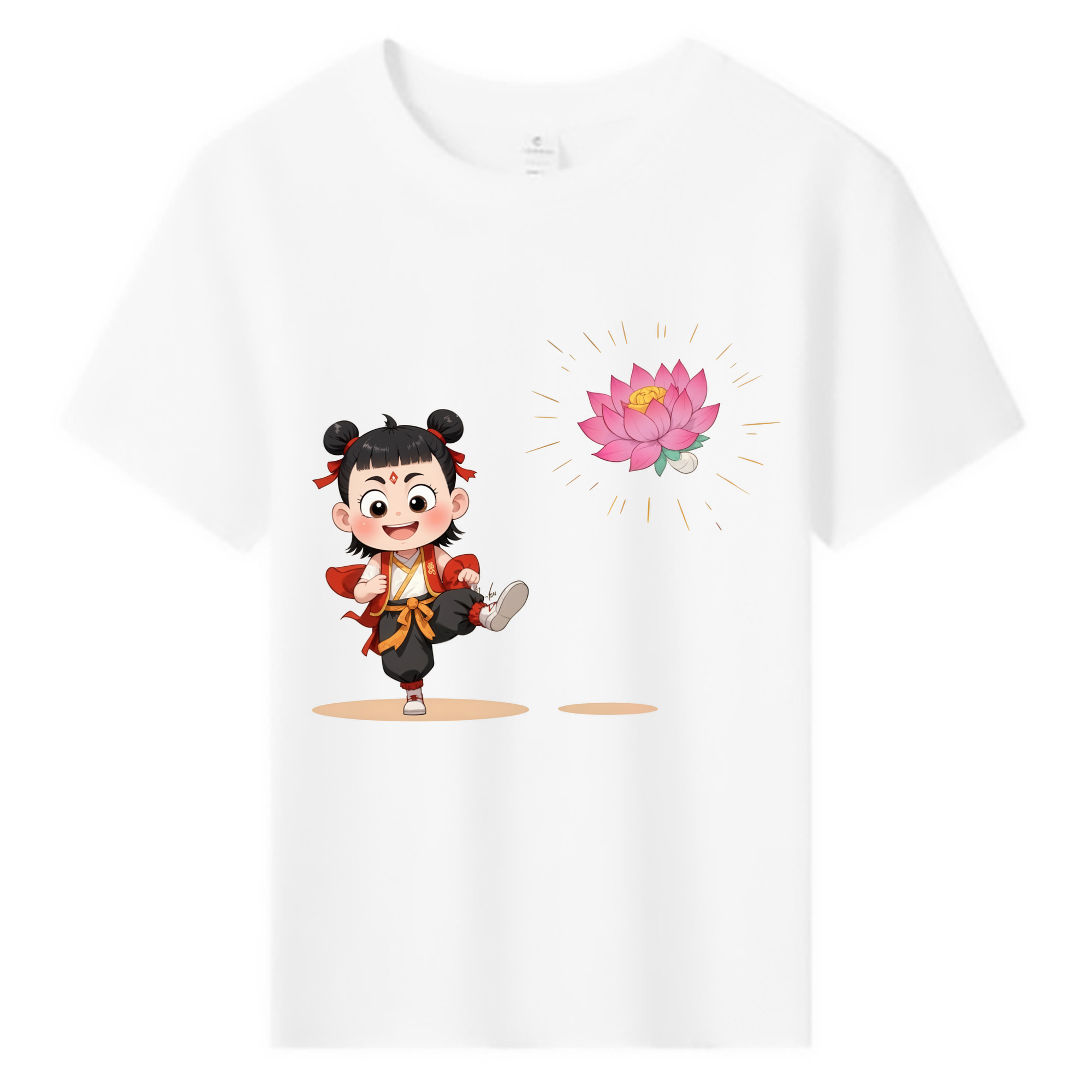 （画像用） Ne Zha 2 ナタ 魔童の大暴れ 綿100％キッズTシャツ（フロントプリント）
