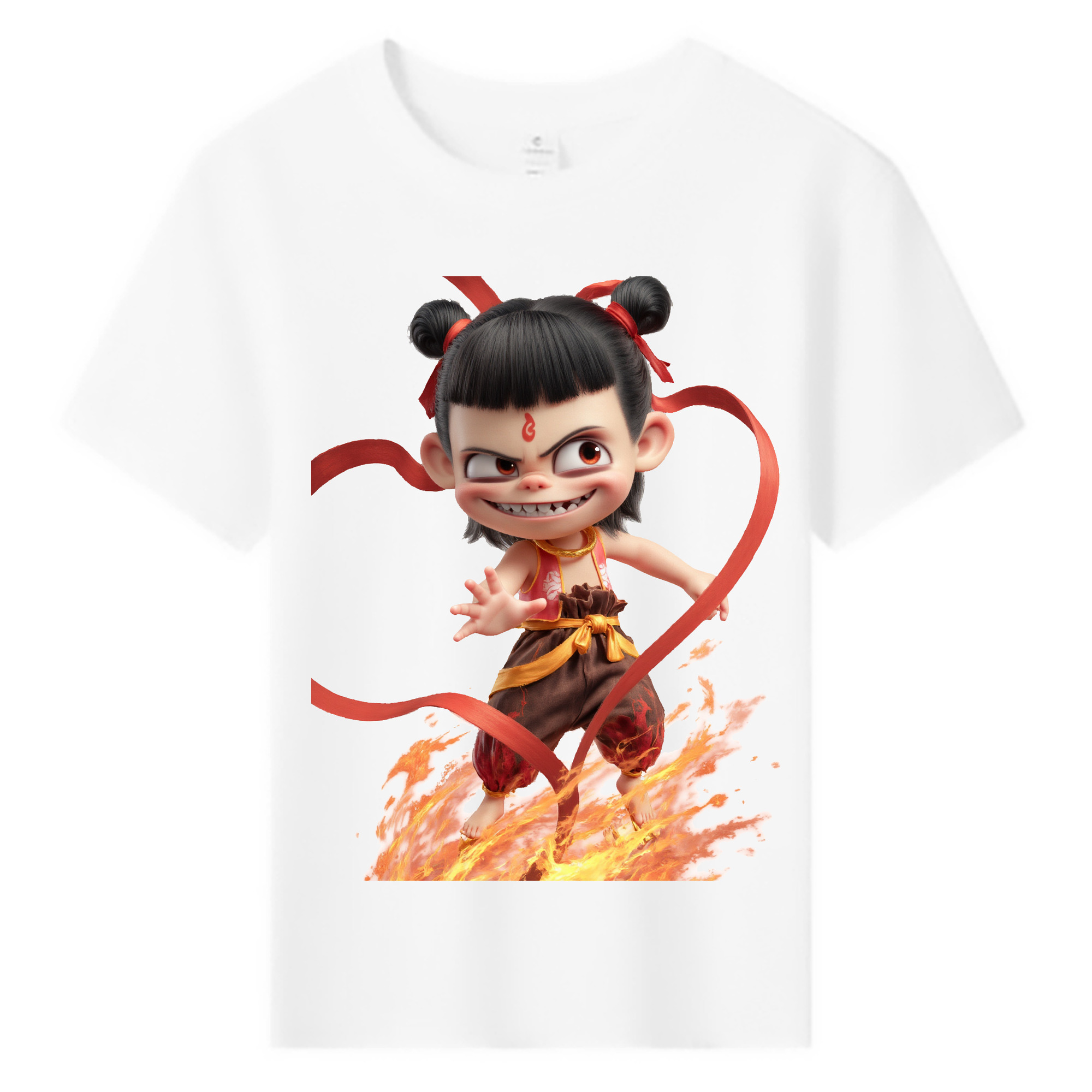 （画像用） Ne Zha 2 ナタ 魔童の大暴れ 綿100％キッズTシャツ（フロントプリント）