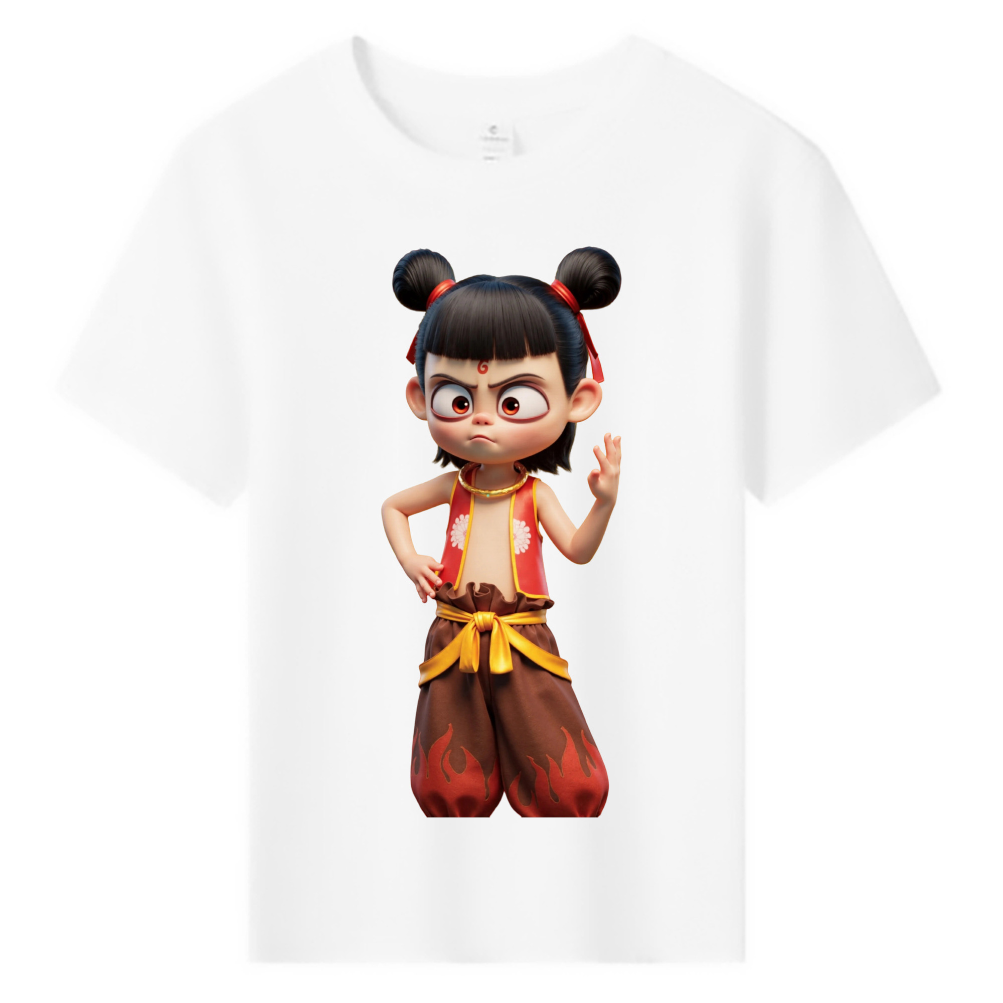 （画像用） Ne Zha 2 ナタ 魔童の大暴れ 綿100％キッズTシャツ（フロントプリント）