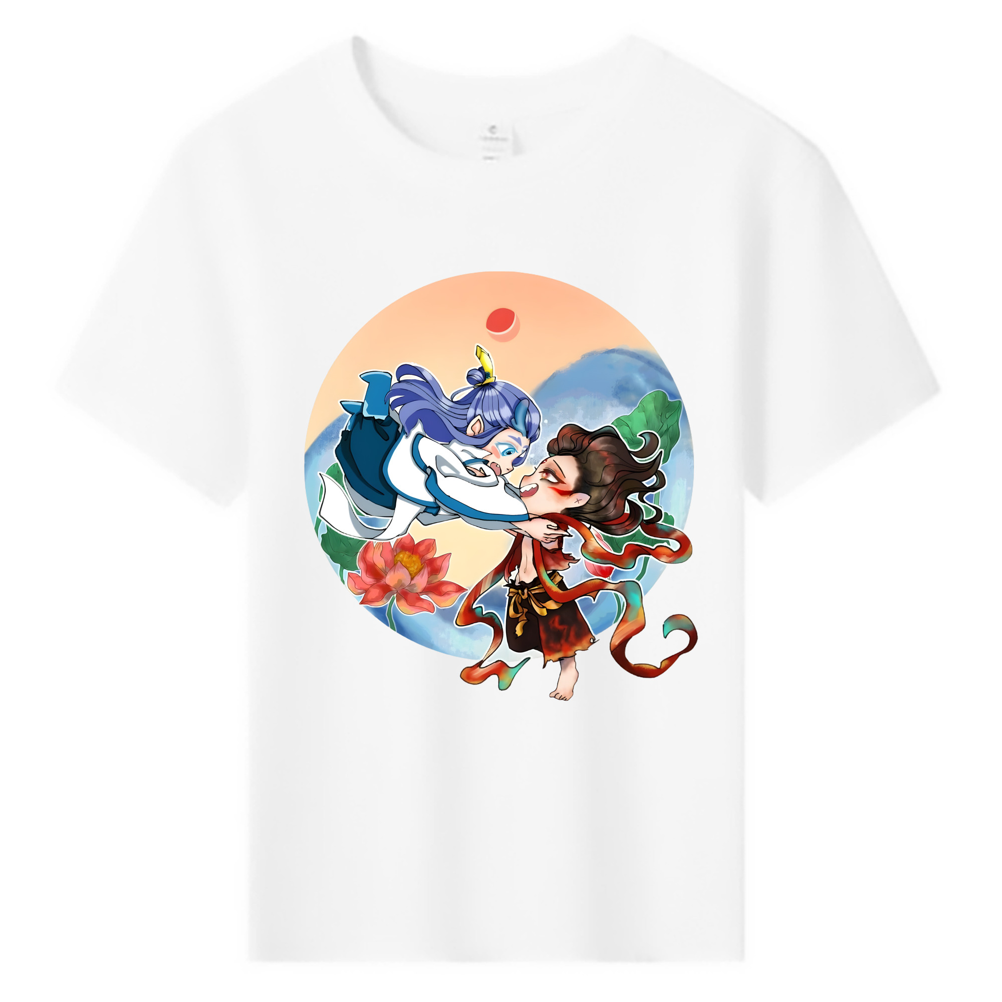 （画像用） Ne Zha 2 ナタ 魔童の大暴れ 綿100％キッズTシャツ（フロントプリント）