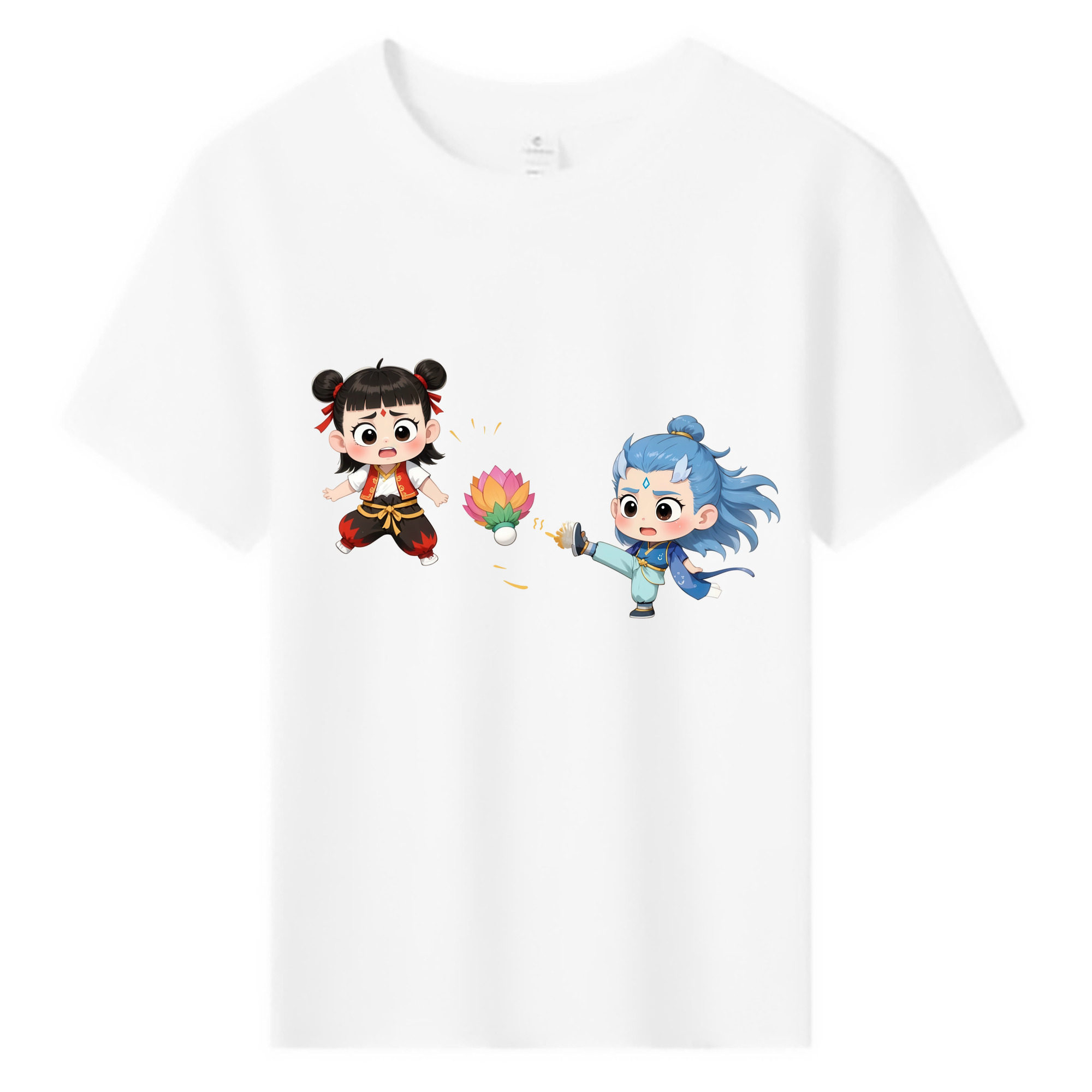 （画像用） Ne Zha 2 ナタ 魔童の大暴れ 綿100％キッズTシャツ（フロントプリント）