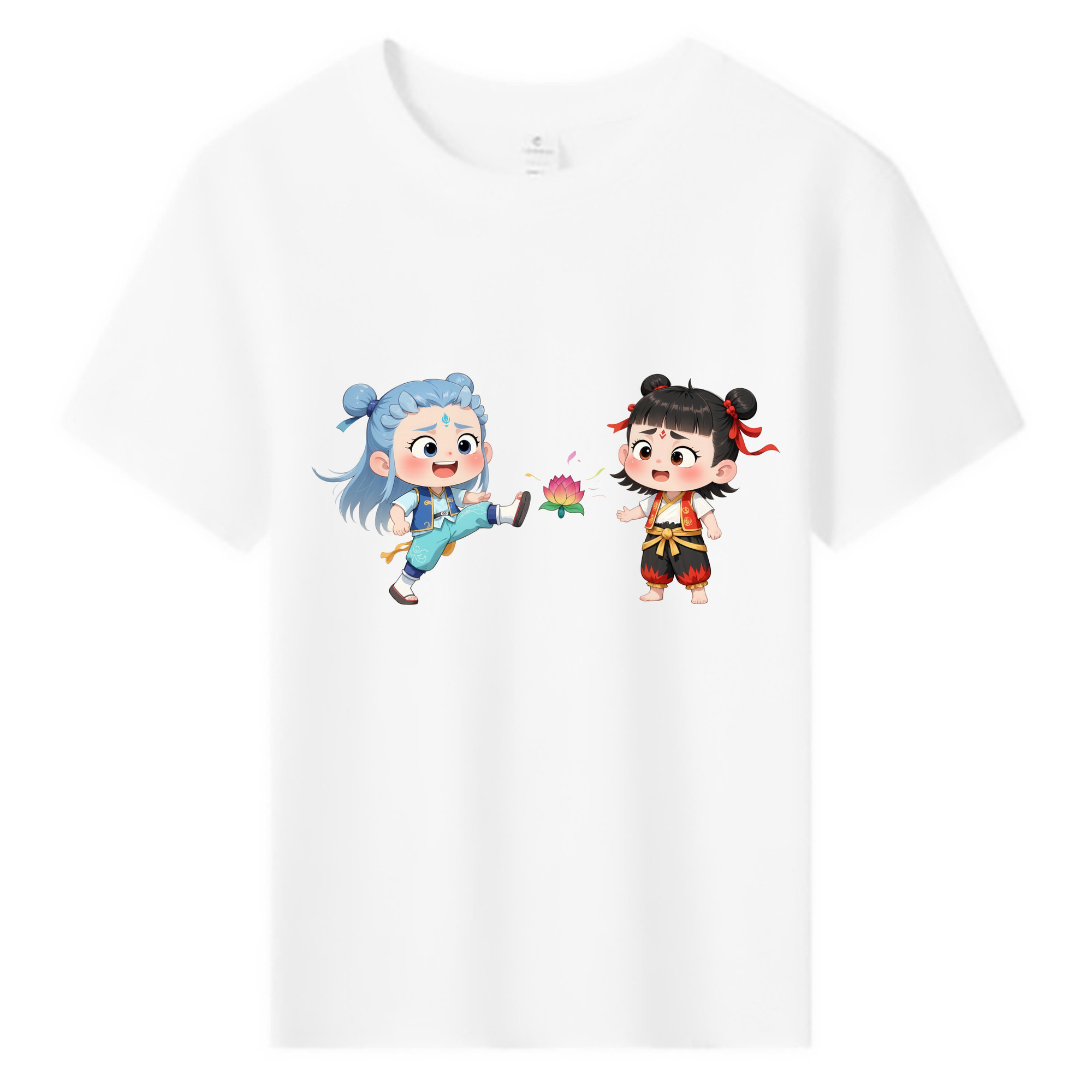 （画像用） Ne Zha 2 ナタ 魔童の大暴れ 綿100％キッズTシャツ（フロントプリント）