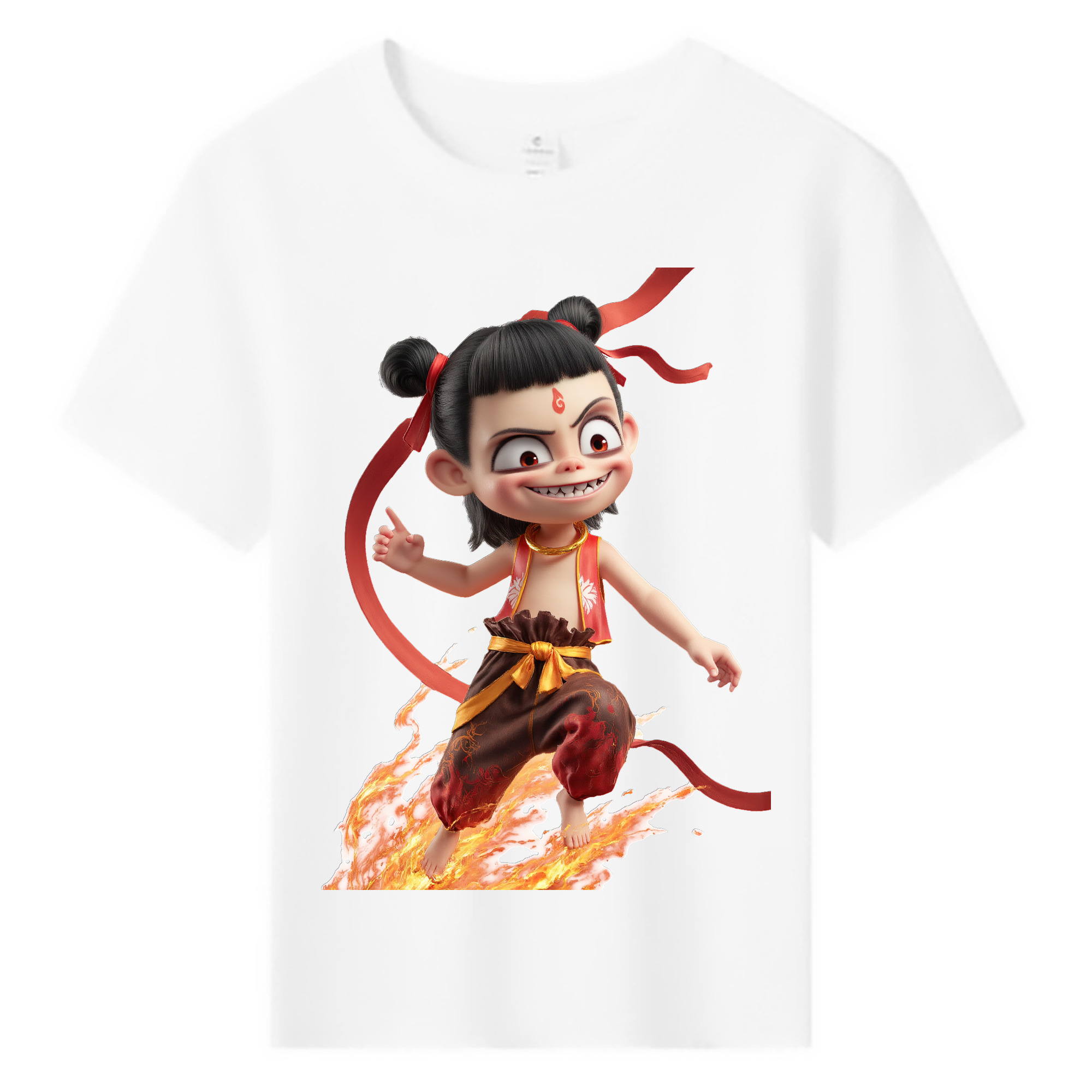 （画像用） Ne Zha 2 ナタ 魔童の大暴れ 綿100％キッズTシャツ（フロントプリント）